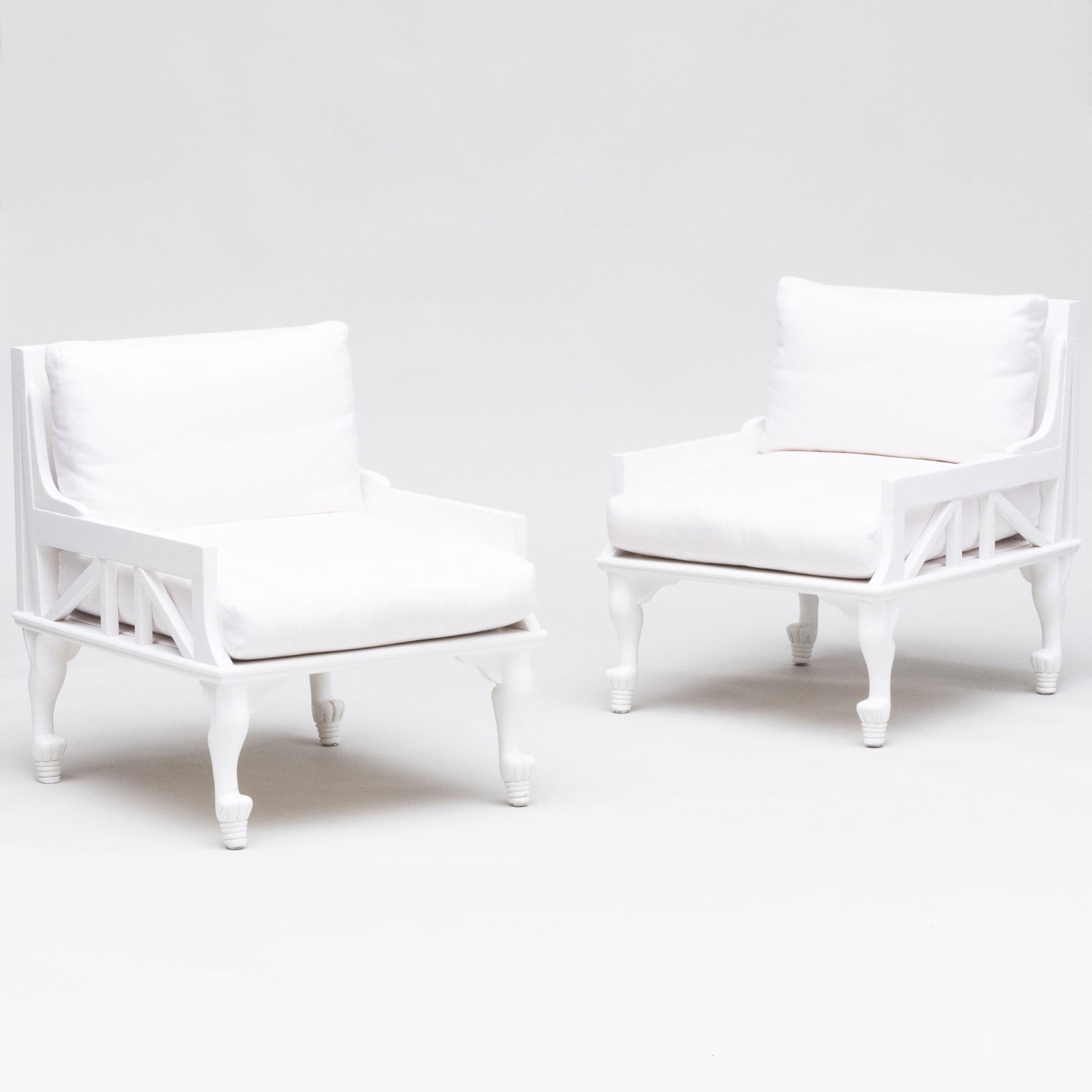 Pair of Thebes White Painted Armchairs, designed by John Hutton for Randolf & Hein (1 of 12)