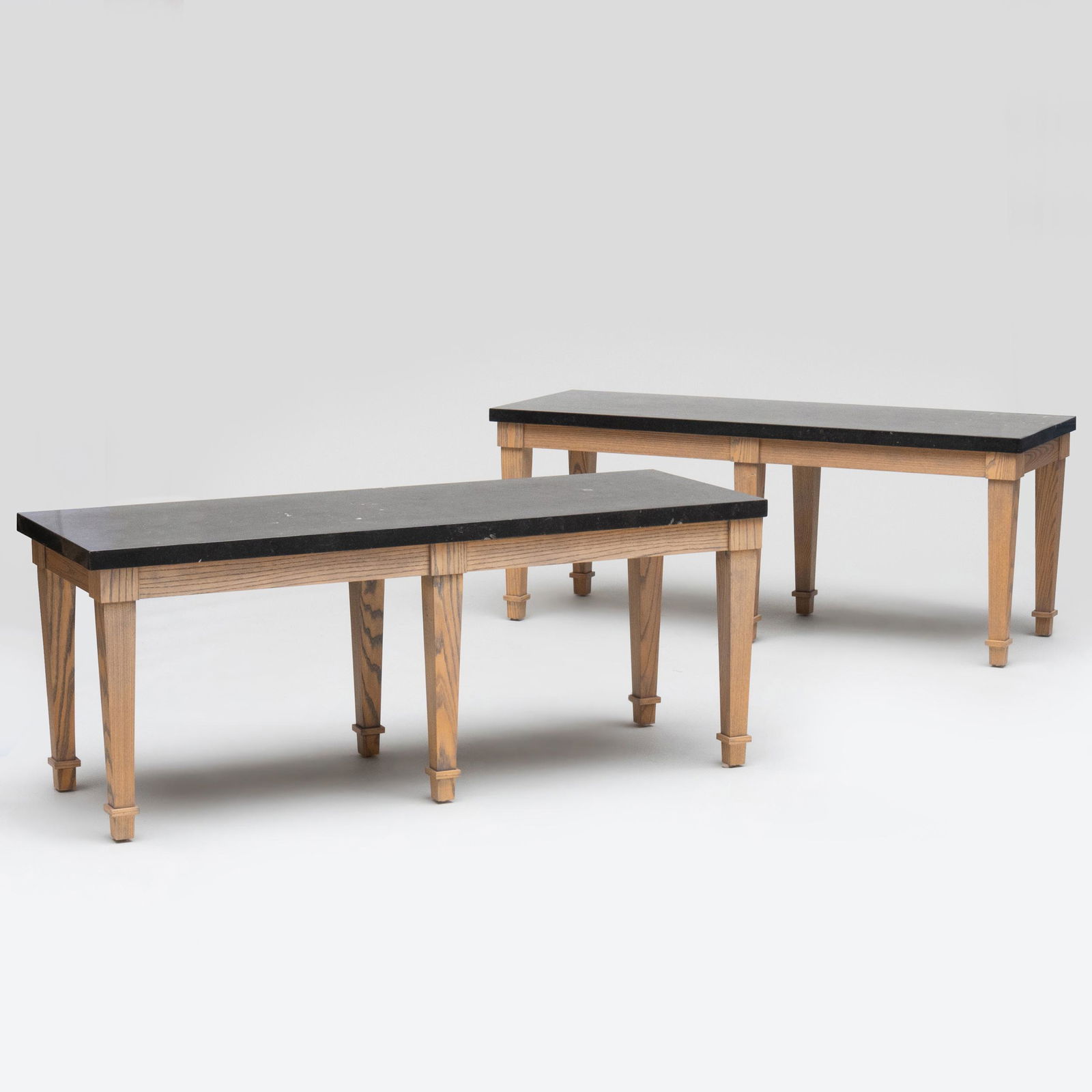 Pair of Ceruse Oak and Fossilized Marble Topped Tables, designed by Steven Gambrel (1 of 18)