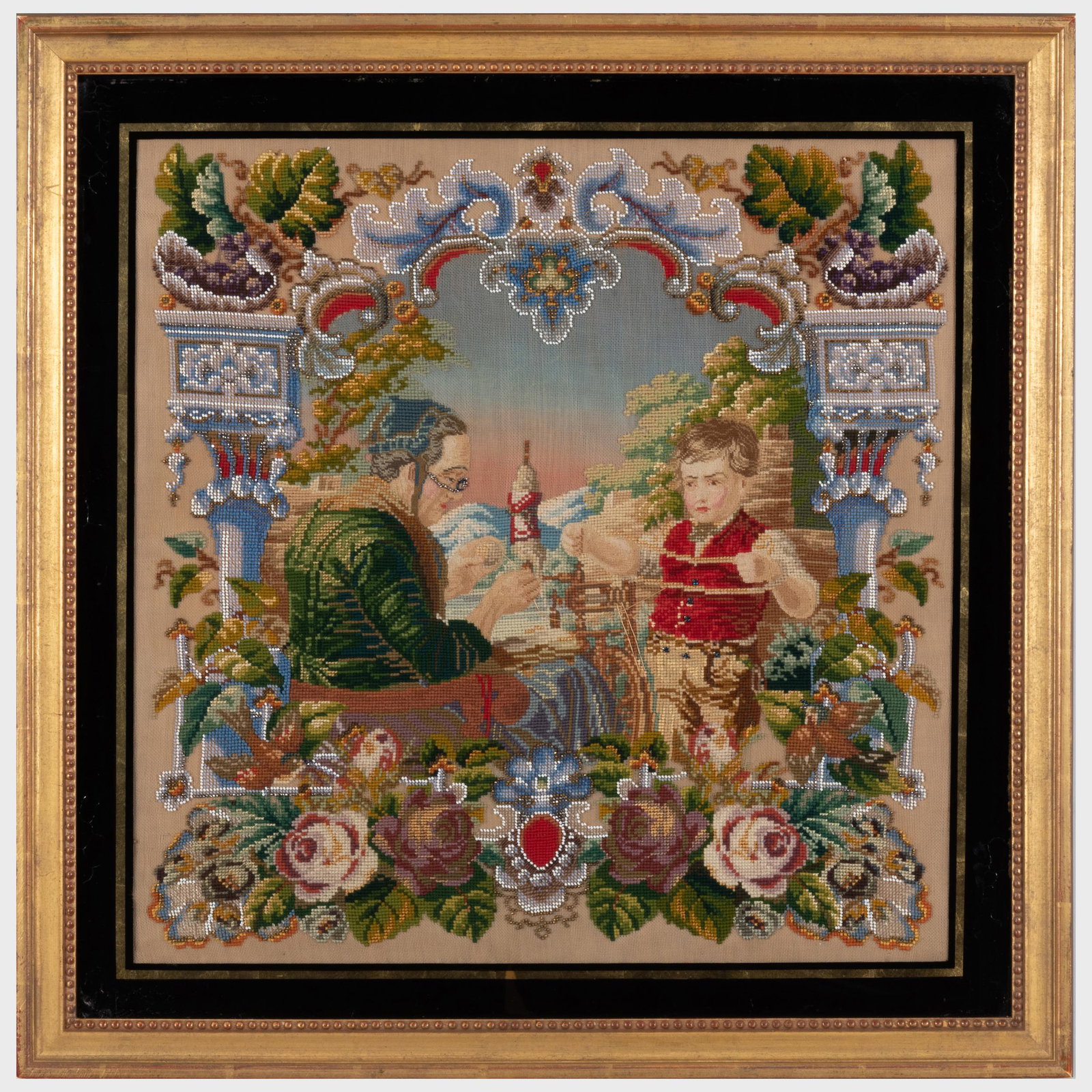 Two Victorian Beadwork and Needlework Panels (1 of 6)