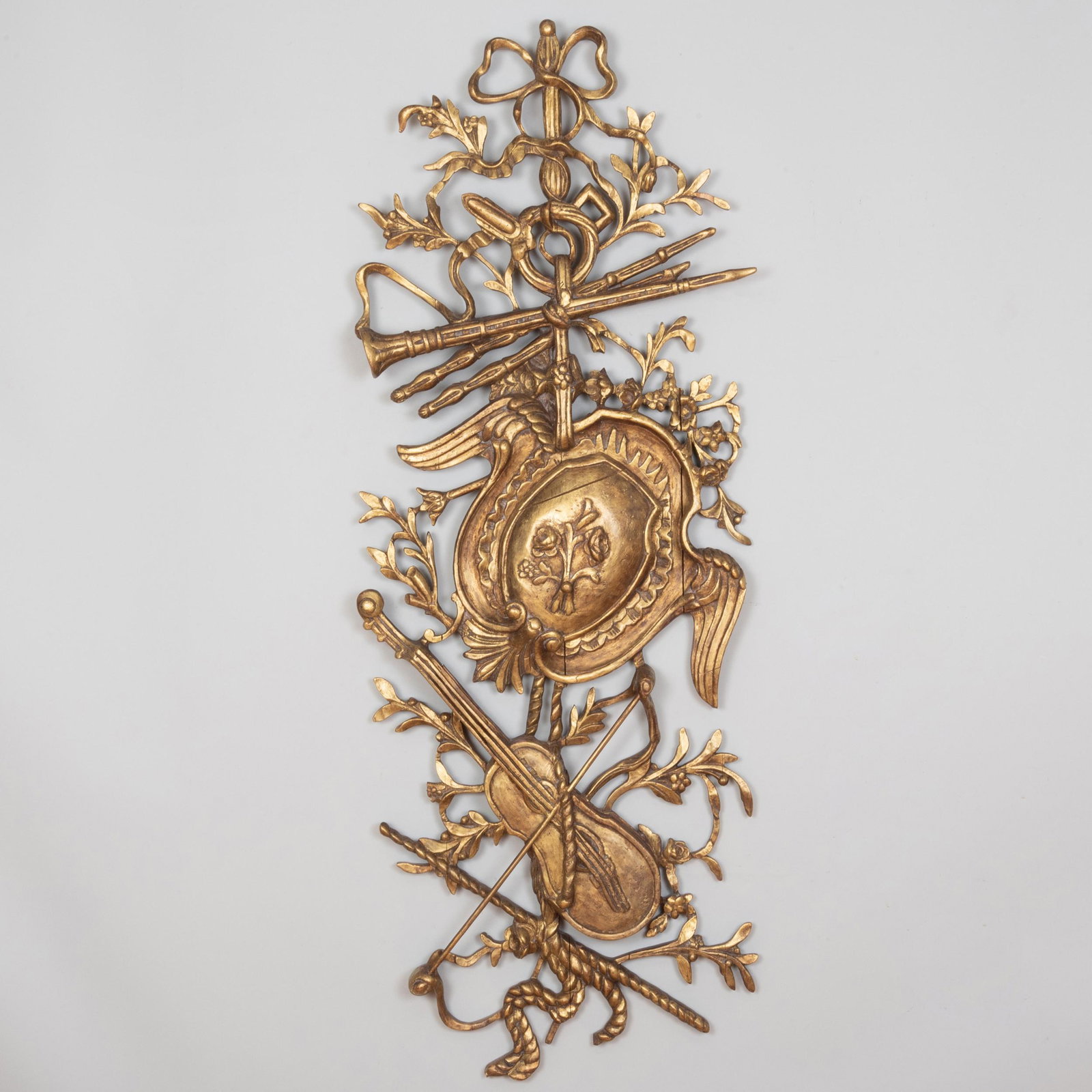 Pair of Large Continental Giltwood Musical Trophies (1 of 14)