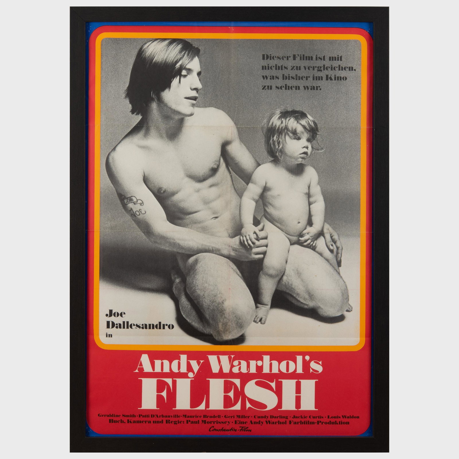 Andy Warhol's Flesh Movie Poster: Andy Warhol's Flesh Movie Poster Offset poster.Ã‚Â 33 x 23 in. (sheet), 35 1/2 x 25 1/2 in. (frame).