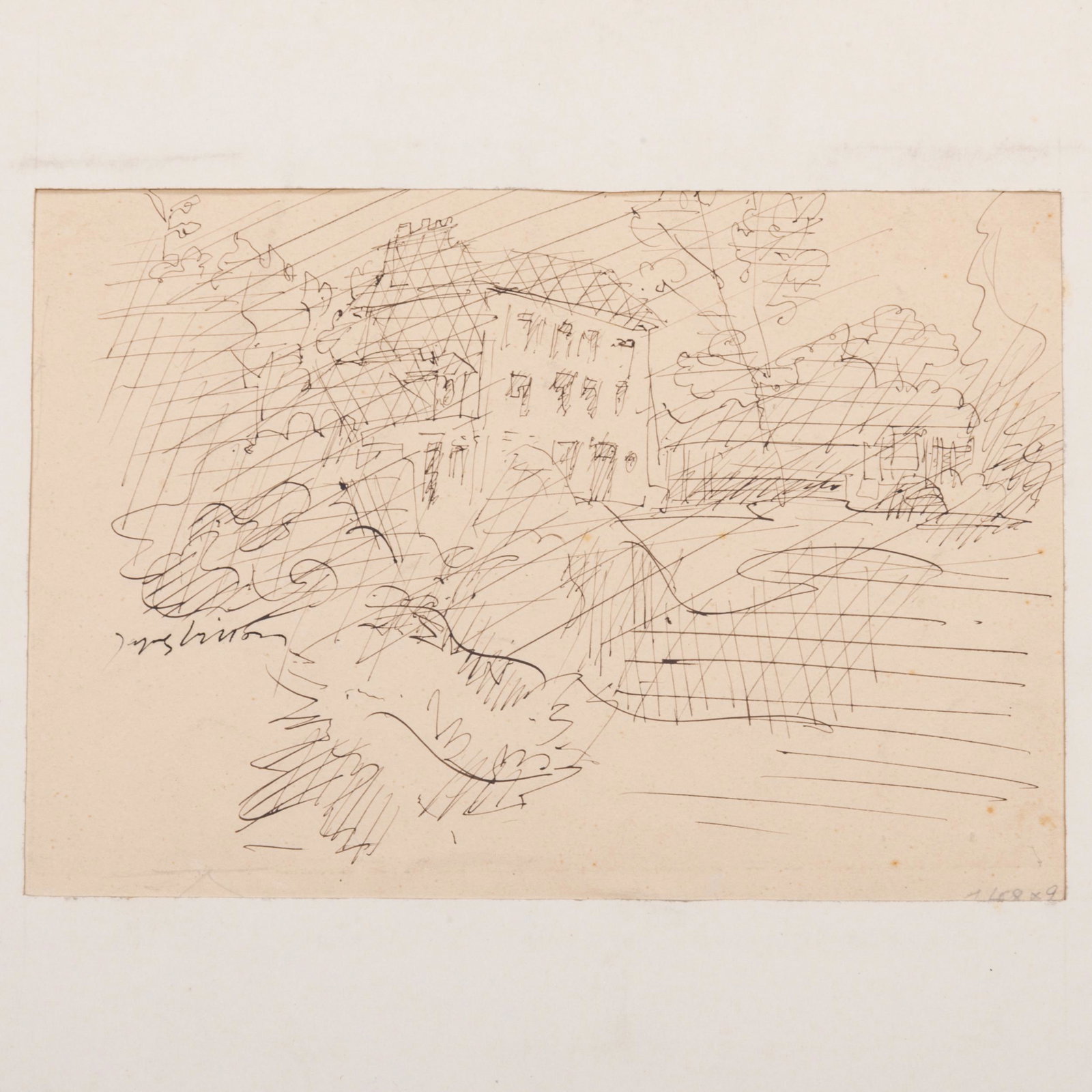 Jacques Villon (1875-1963): House Sketch; and Sketch of a Seated Figure (1 of 14)