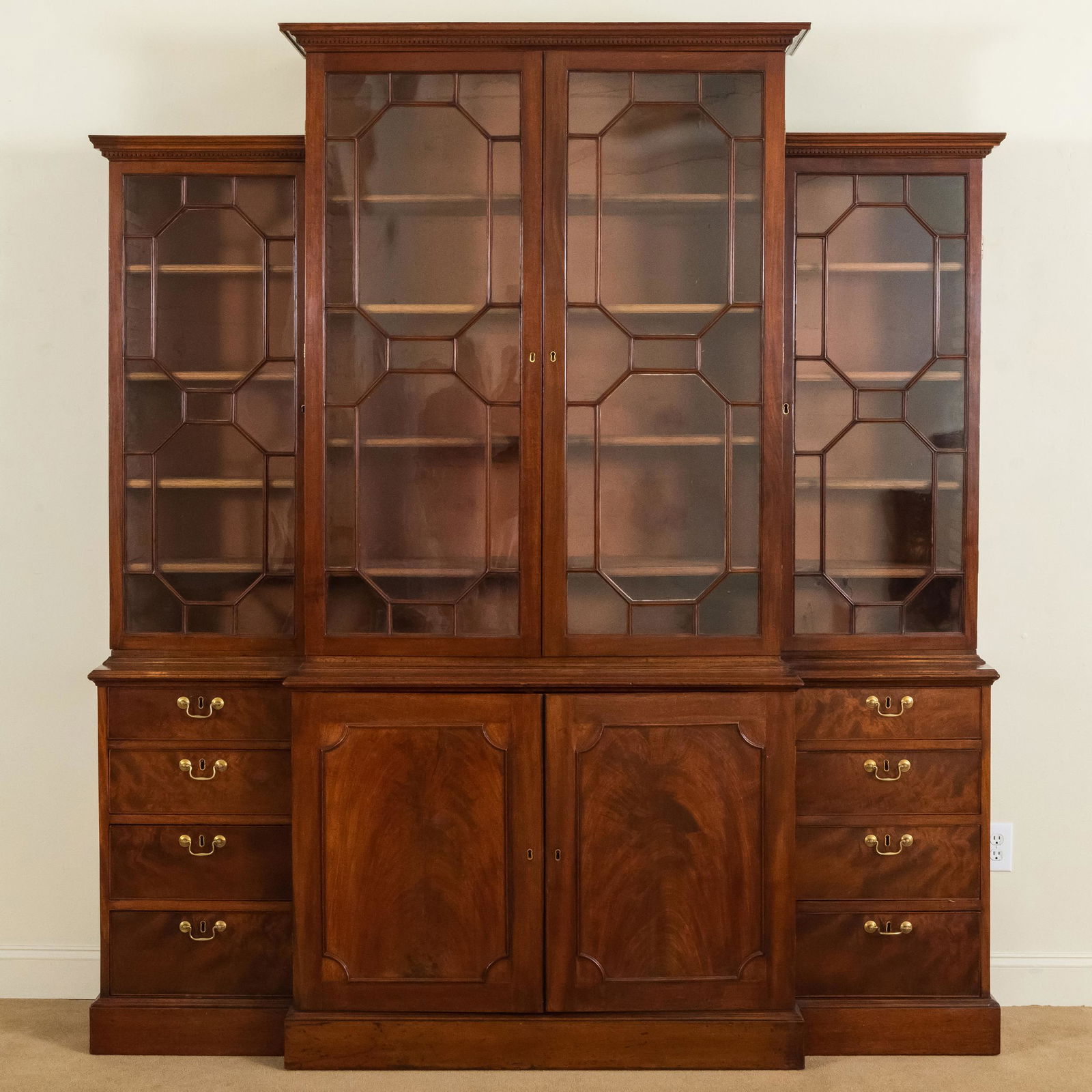 George III Carved Mahogany Breakfront Bookcase (1 of 9)
