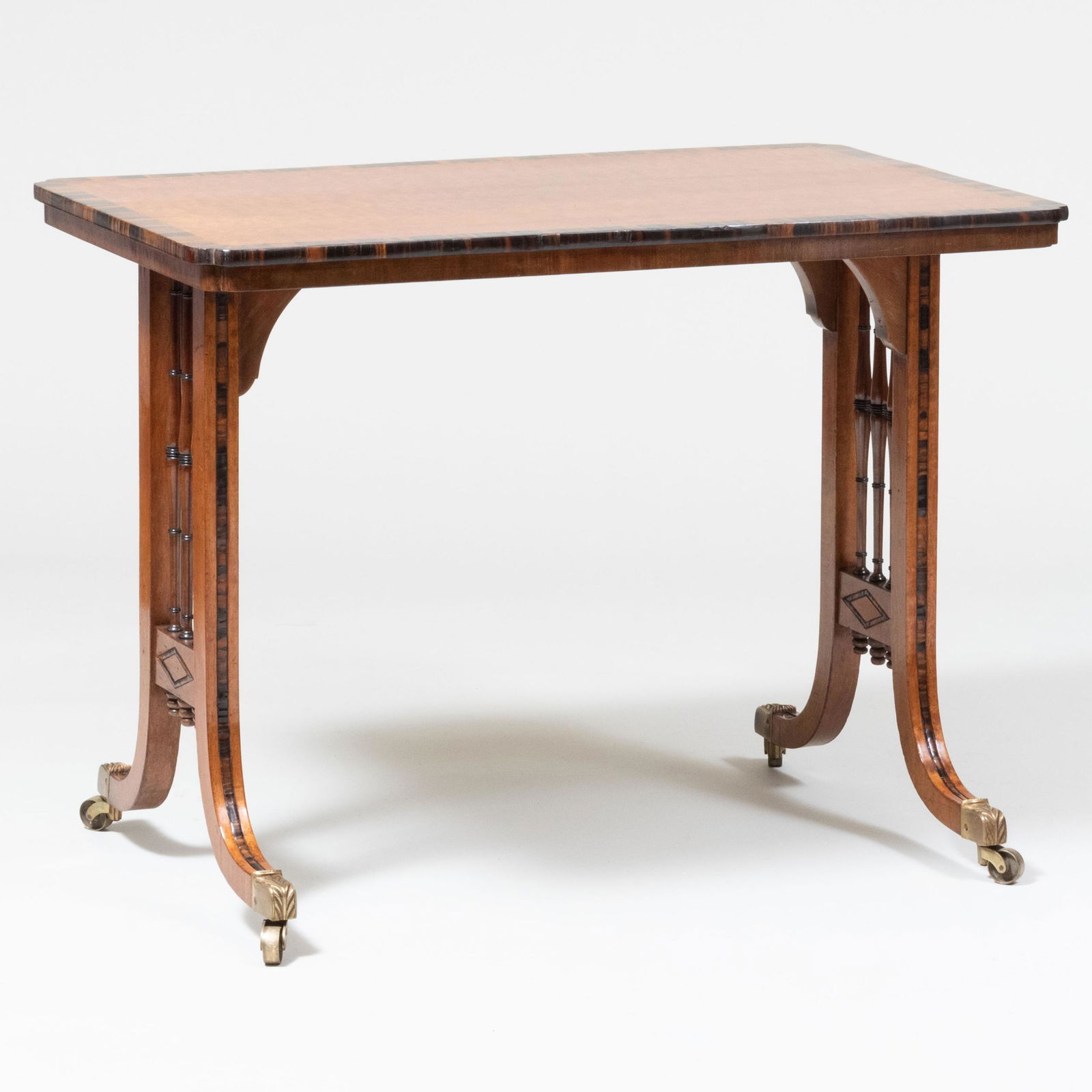 Pair of Regency Calamander Crossbanded and Crocodile Mahogany Writing Tables (1 of 10)