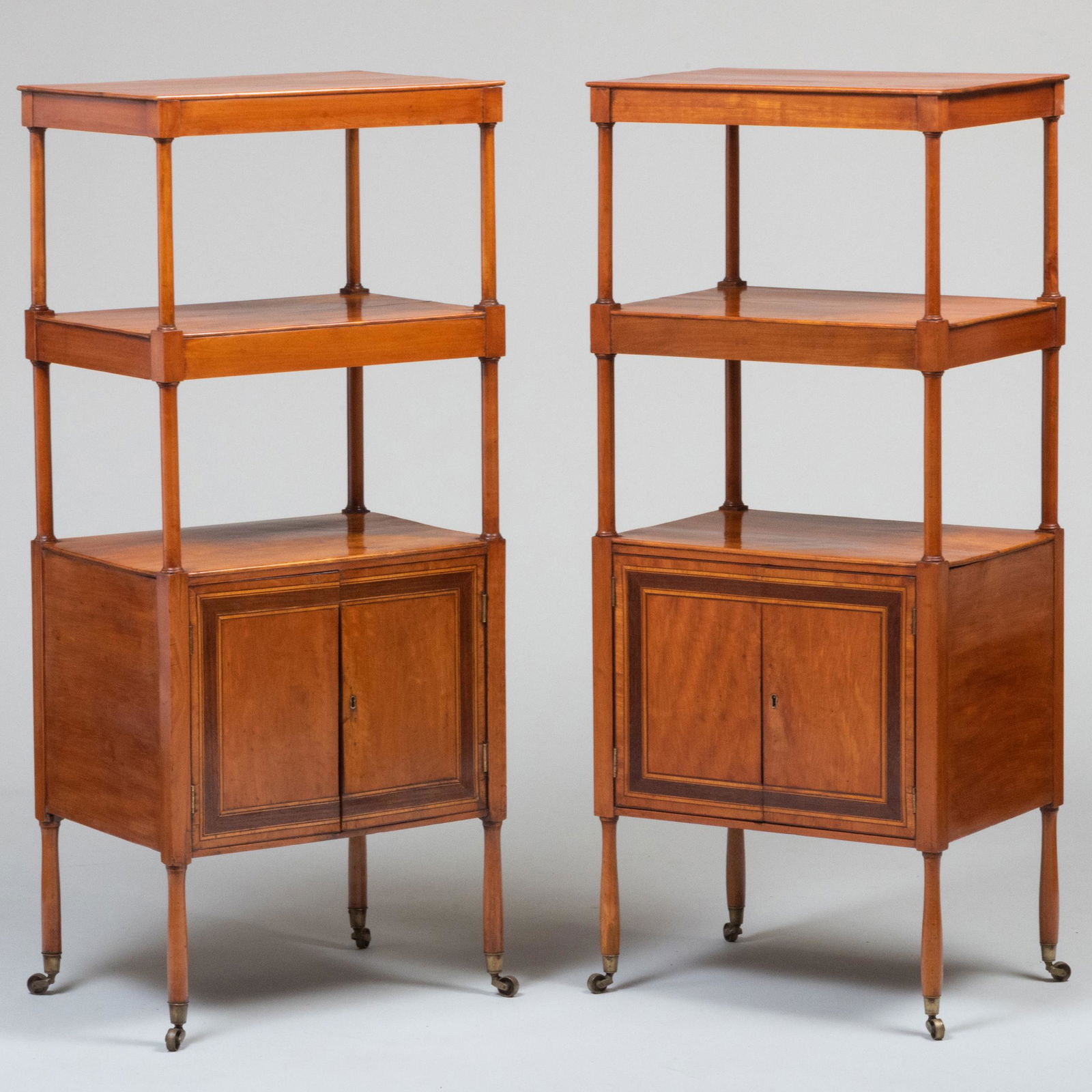 Pair of George III Inlaid Satinwood Three Tier Whatnots (1 of 11)