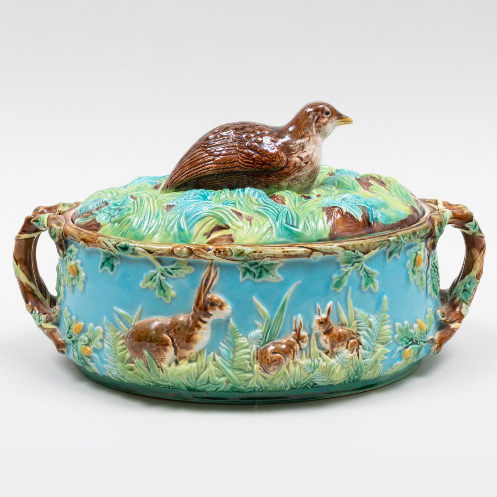 George Jones Majolica Game Dish, Cover and Insert (1 of 20)