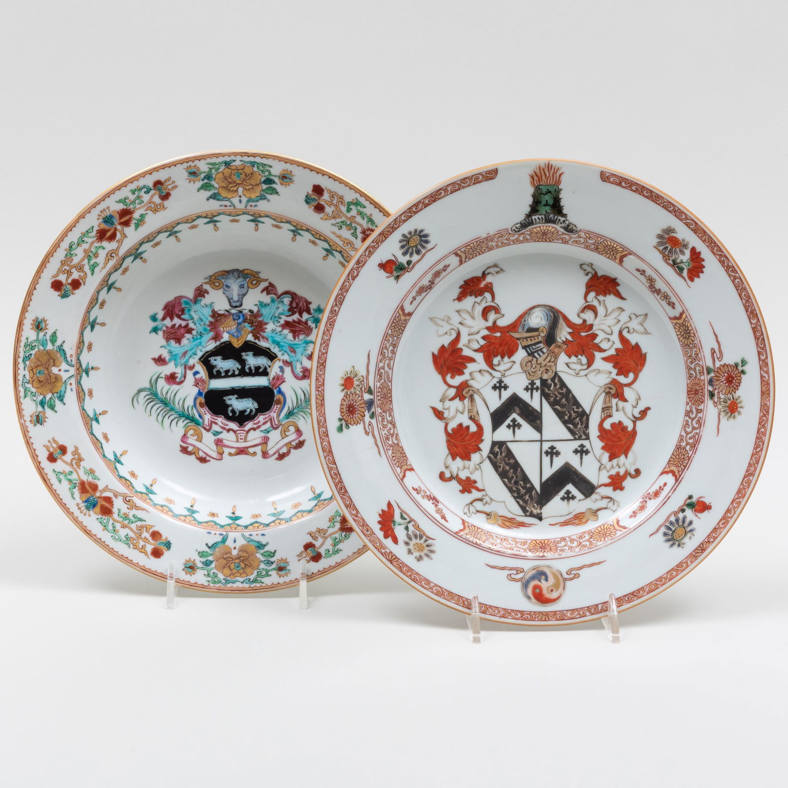 Chinese Export Porcelain Plate with Arms of Russell Quartering  Ernle and a Soup Plate with Arms of (1 of 9)