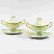 Pair of Wedgwood Pearlware Leaf Form Sauce Tureens, Covers and Underplates (1 of 10)