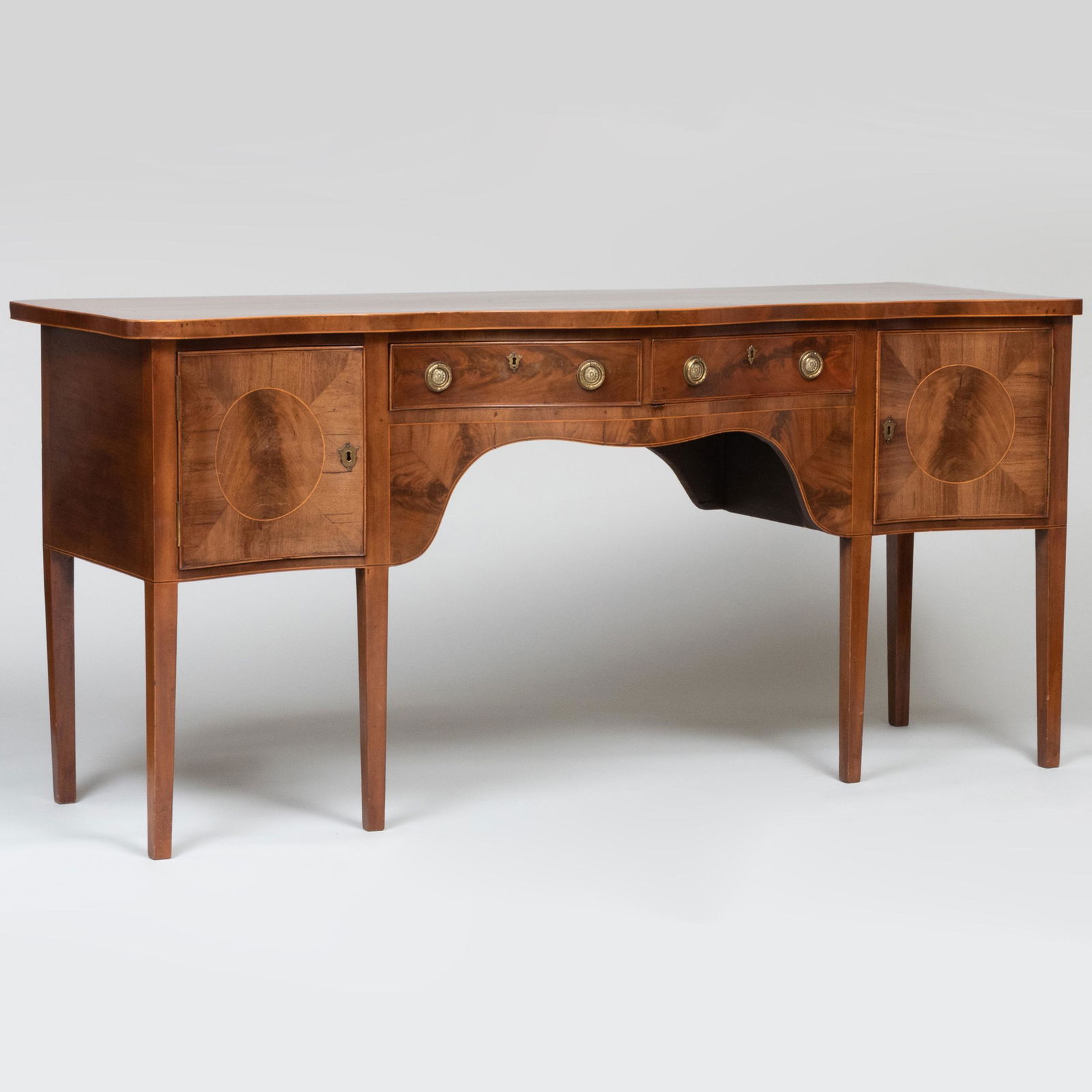 Late George III Inlaid Mahogany Serpentine-Front Sideboard (1 of 9)