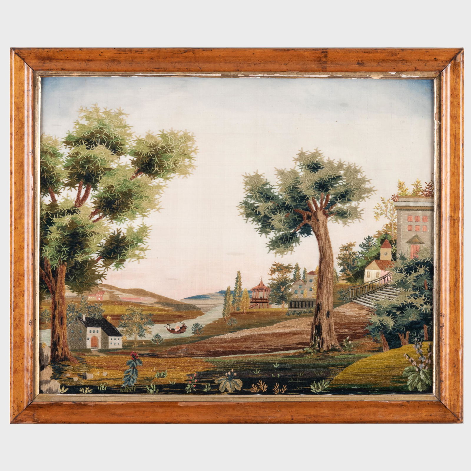 Continental Silk Needlework Landscape (1 of 4)