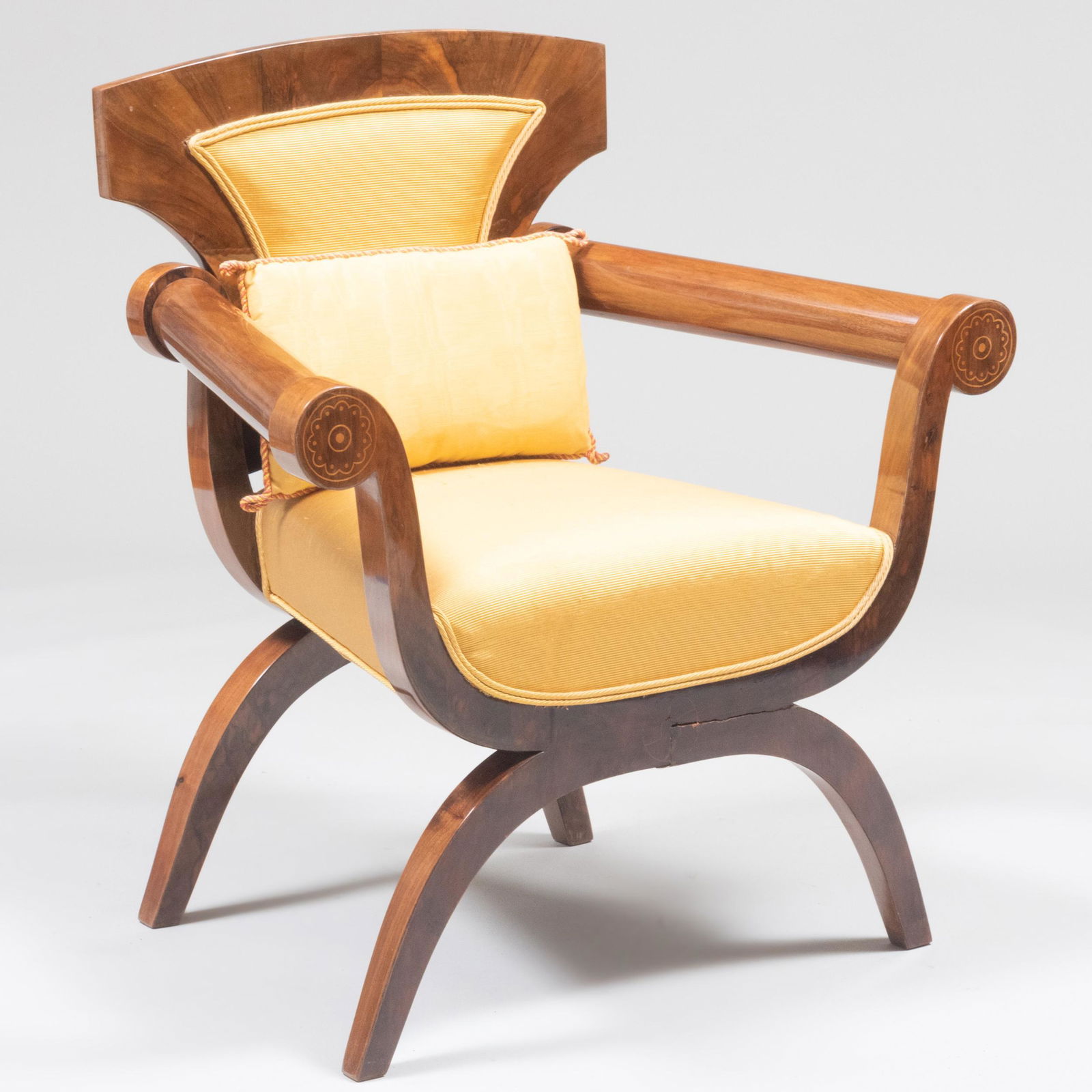 Unusual Biedermeier Style Inlaid Walnut Armchair (1 of 12)