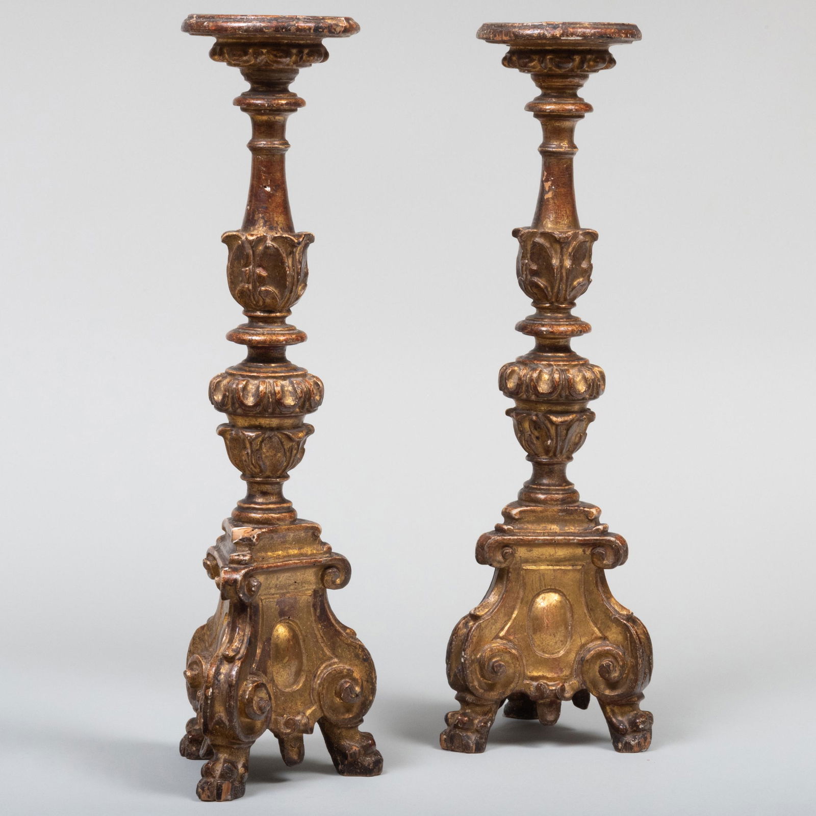 Pair of Baroque Style Carved Giltwood Altar Sticks (1 of 9)