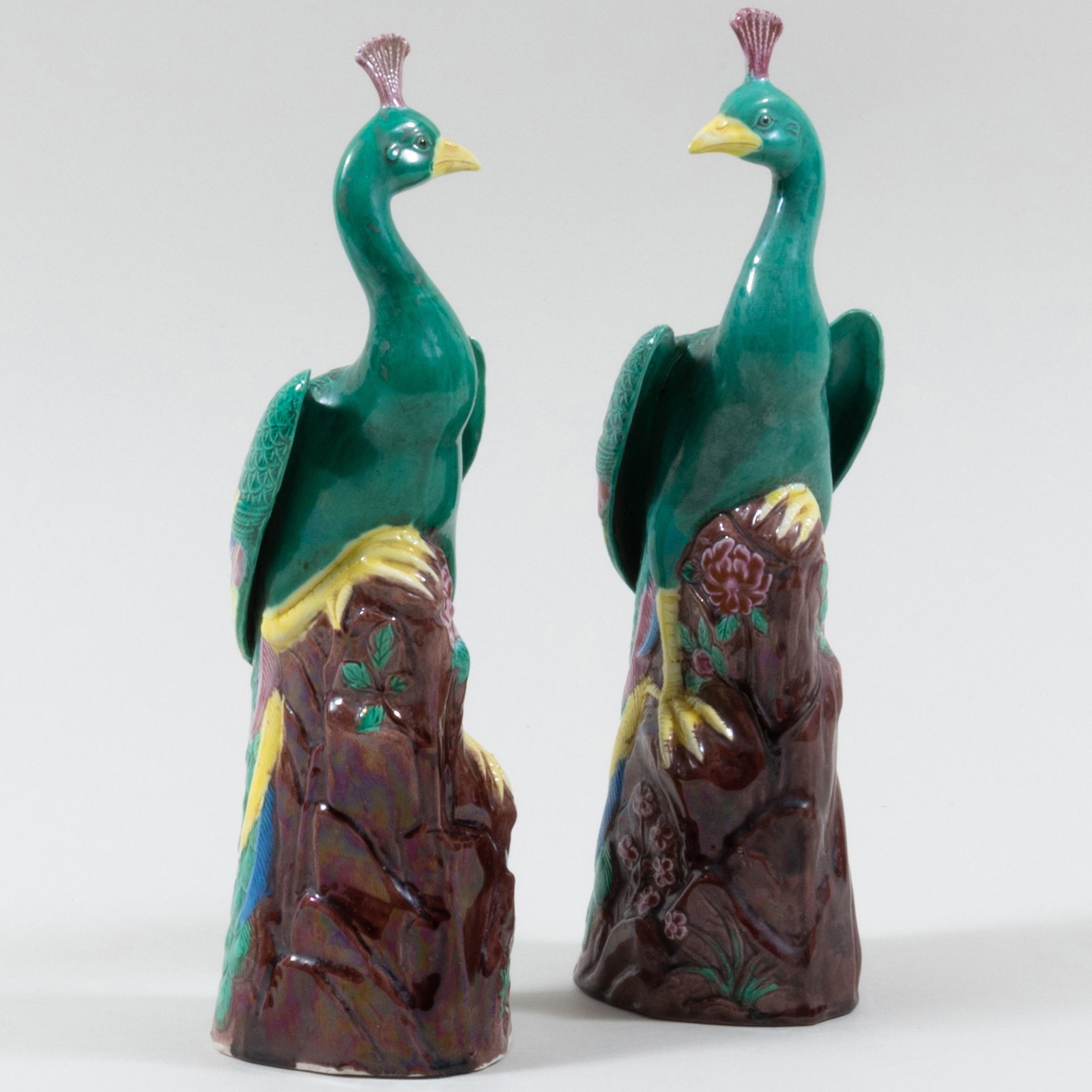 Pair of Chinese Export Porcelain Models of Peacocks (1 of 9)