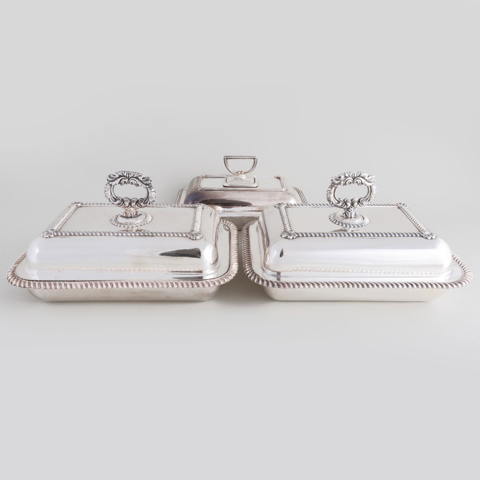 Group of Three SIlver Plate Covered Entree Dishes (1 of 14)