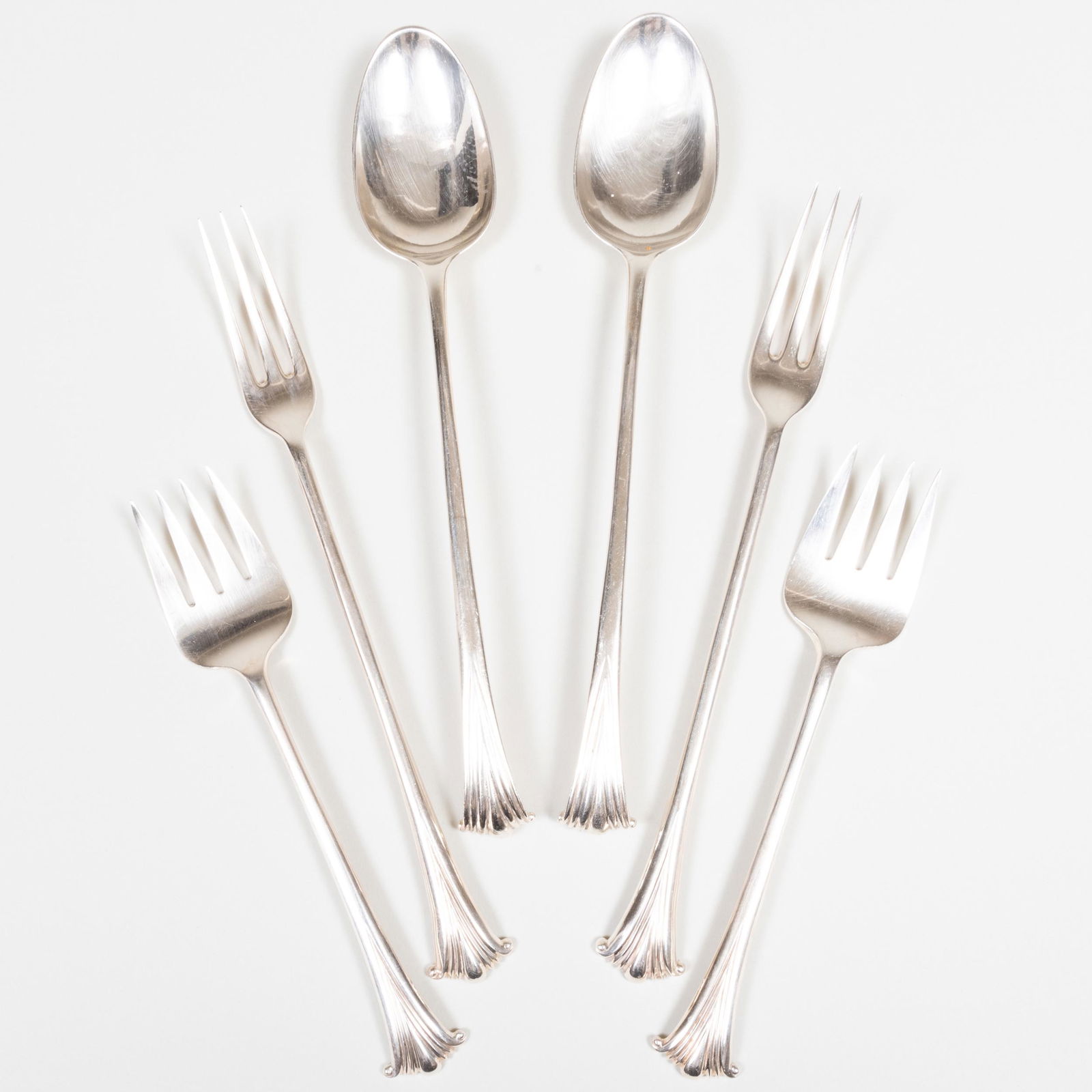 Group of Six English Silver Serving Utensils in 'Onslow' Patterns (1 of 5)