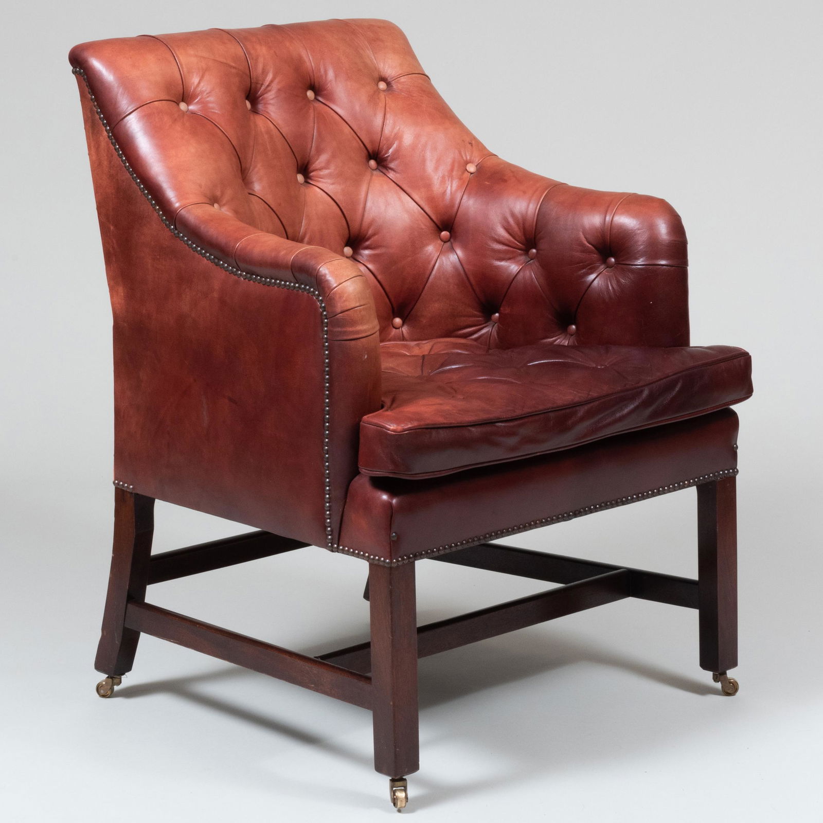 George Smith Mahogany and Tufted Leather Desk Chair (1 of 10)