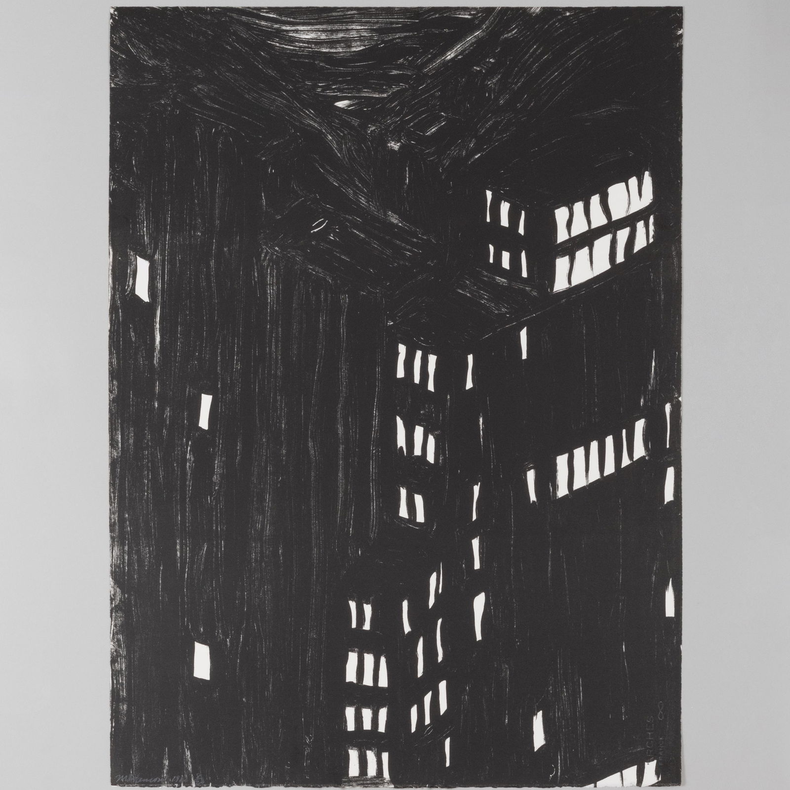 Martha Diamond (b. 1944): City Suite: Martha Diamond (b. 1944): City Suite Lithograph in black on Arches, 1982, signed and dated in pencil, numbered 8/20. 36 x 25 in. (sheet), unframed. Brooke Alexander Gallery, NY.