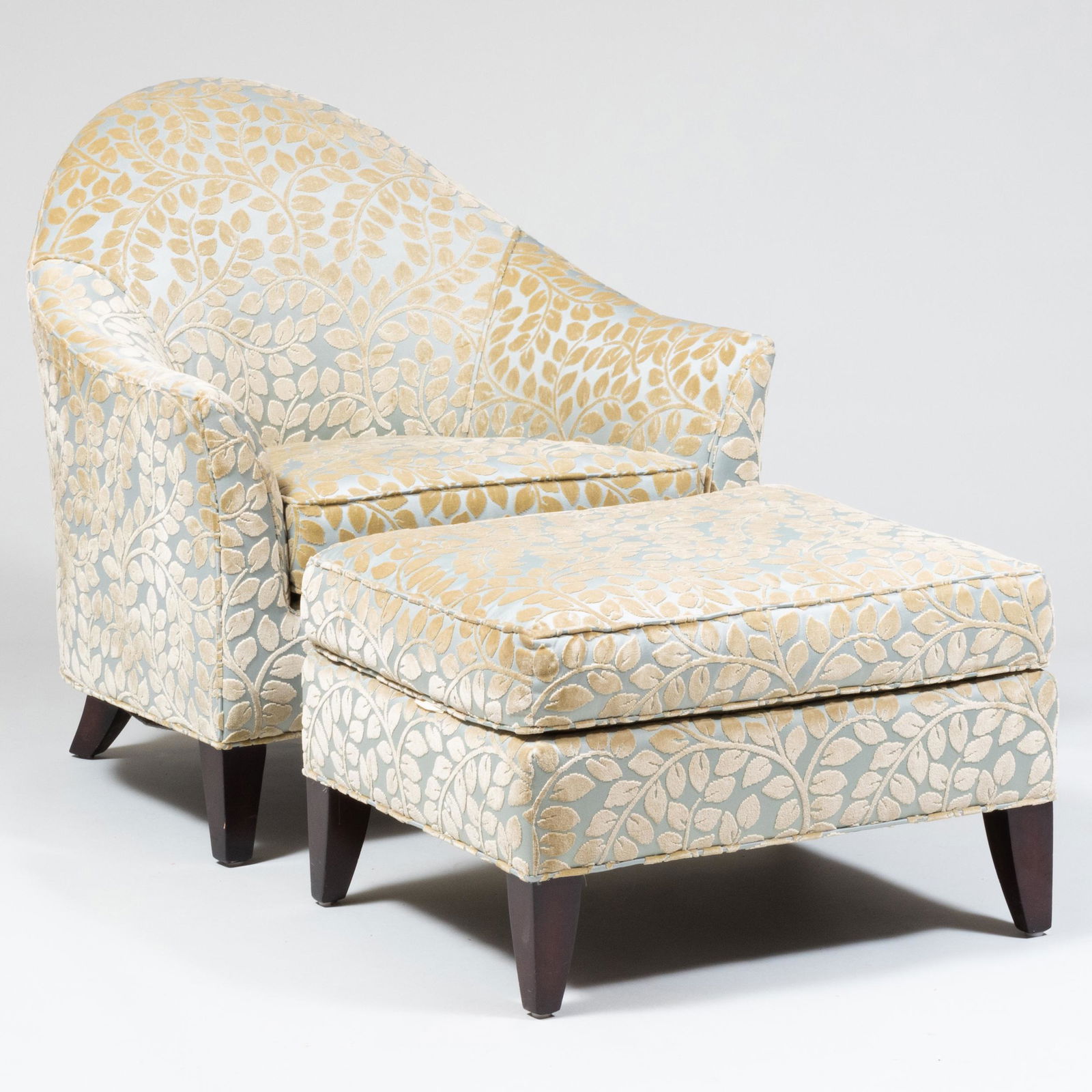 Contemporary Upholstered 'Rae' Bergere and Ottoman, by Todd Hase (1 of 15)