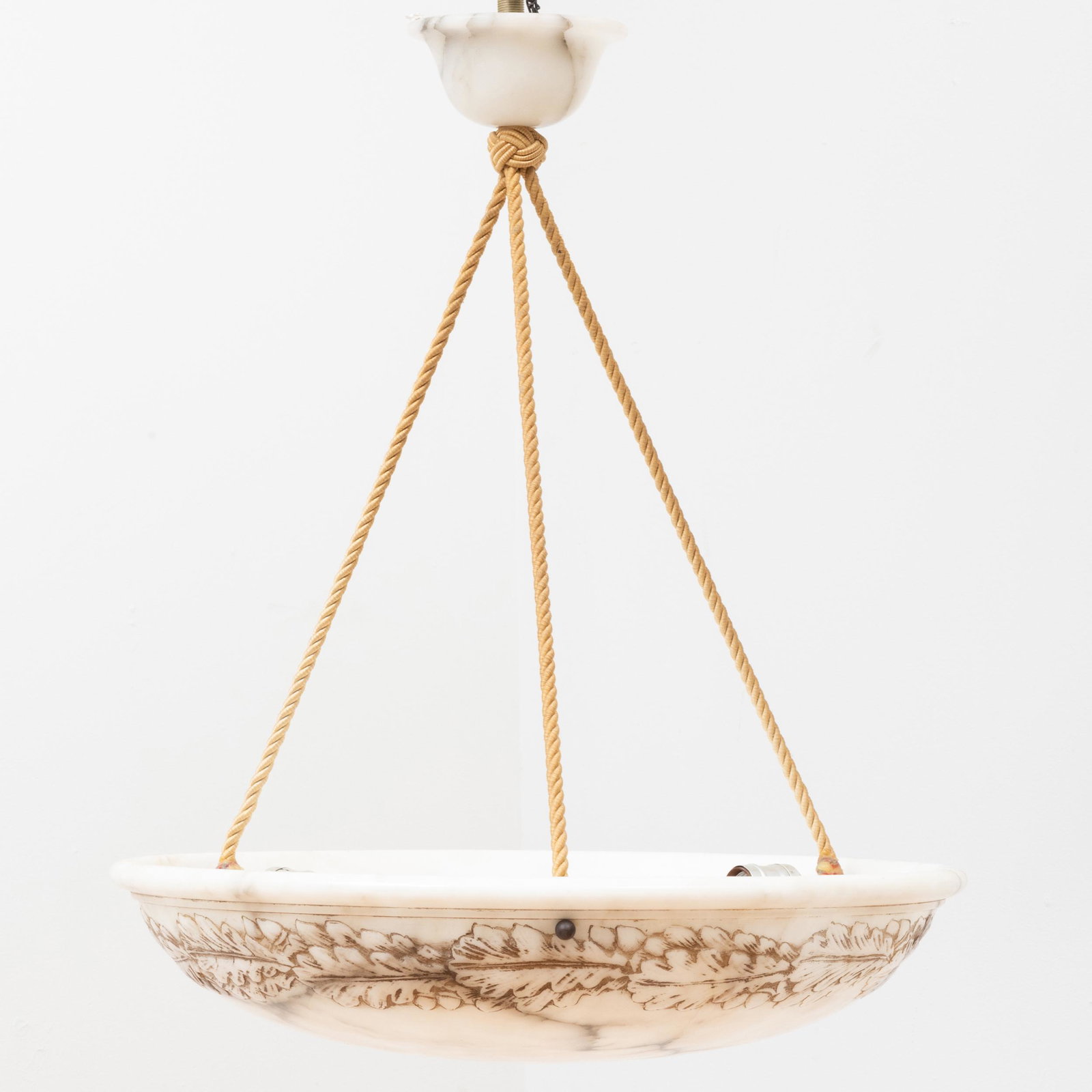Painted Marble Dish-Form Three-Light Chandelier: Painted Marble Dish-Form Three-Light Chandelier 23 x 19 1/2 in. diam.