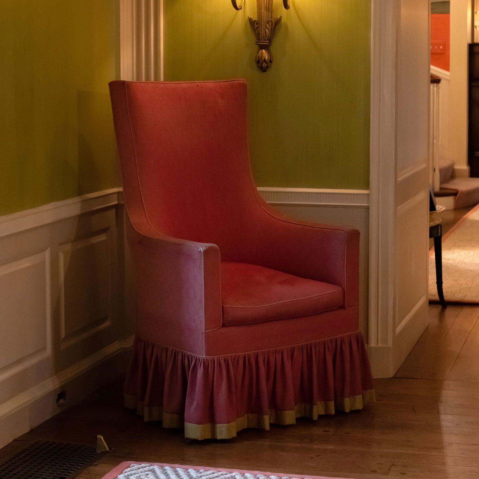 Victorian Style Upholstered Skirted Armchair (1 of 13)