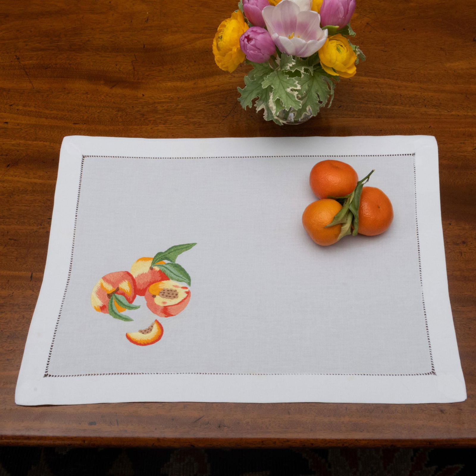 Set of Six Placemats Embroidered with Fruit: Set of Six Placemats Embroidered with Fruit 14 x 19 in. The Collection of Susie Hilfiger at Denbigh Farm