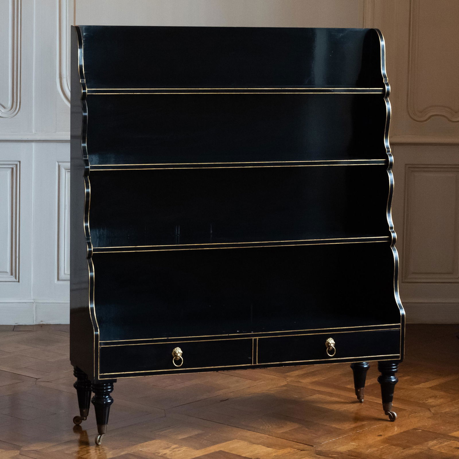 Victorian Style Ebonized and Parcel-Gilt Bookcase (1 of 13)