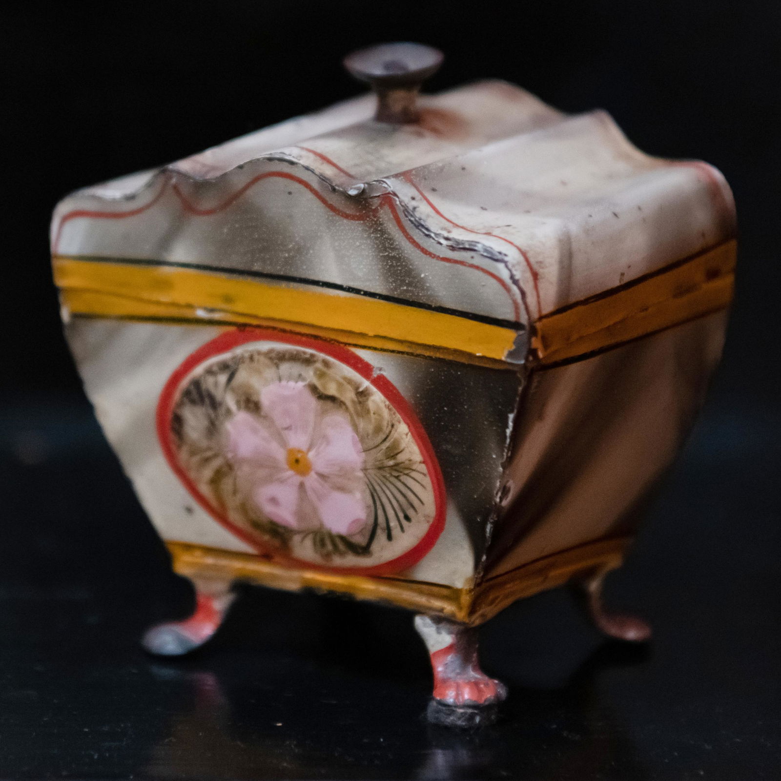 Miniature Dutch Tole Tea Caddy (1 of 9)