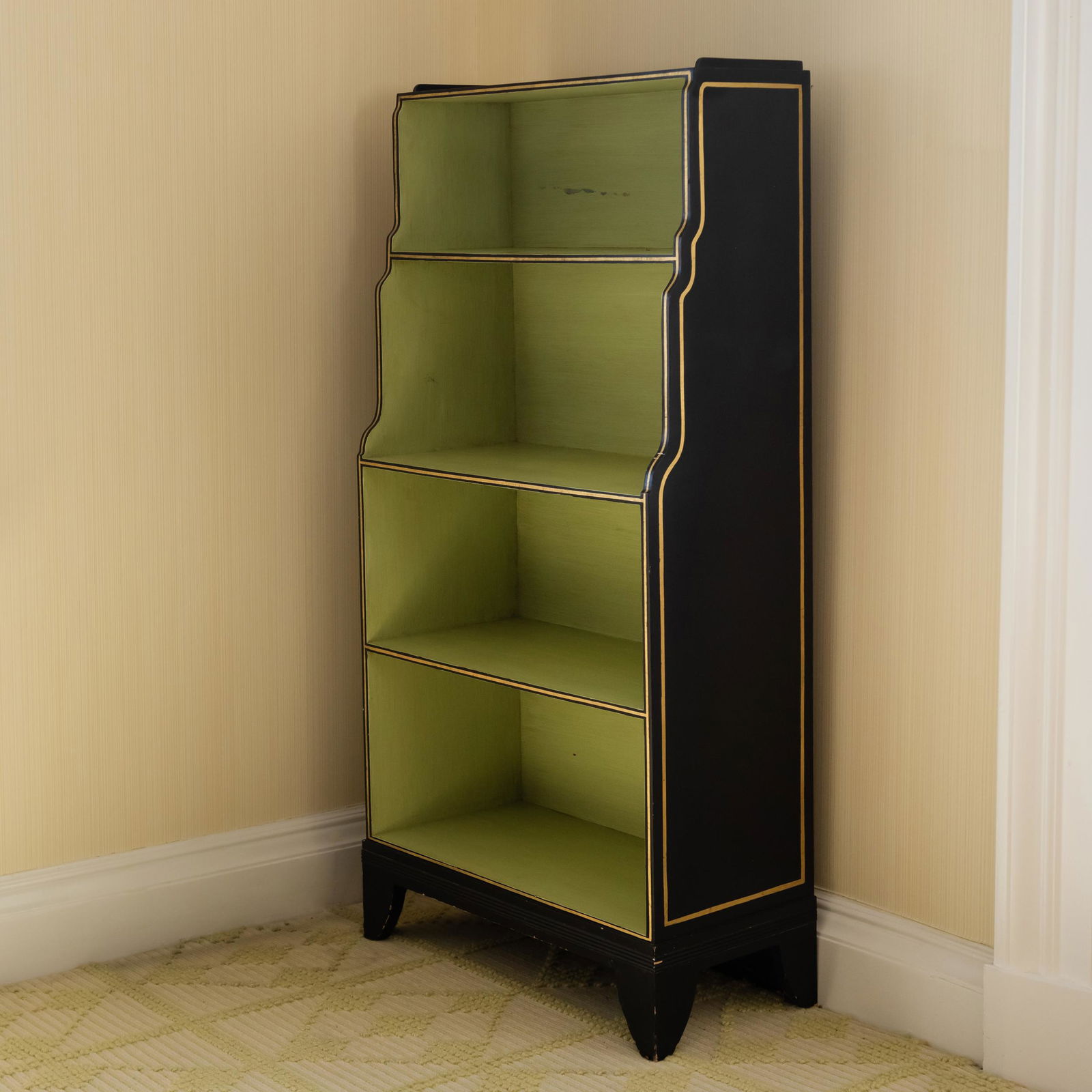 George III Style Black Painted and Parcel-Gilt Bookcase (1 of 9)