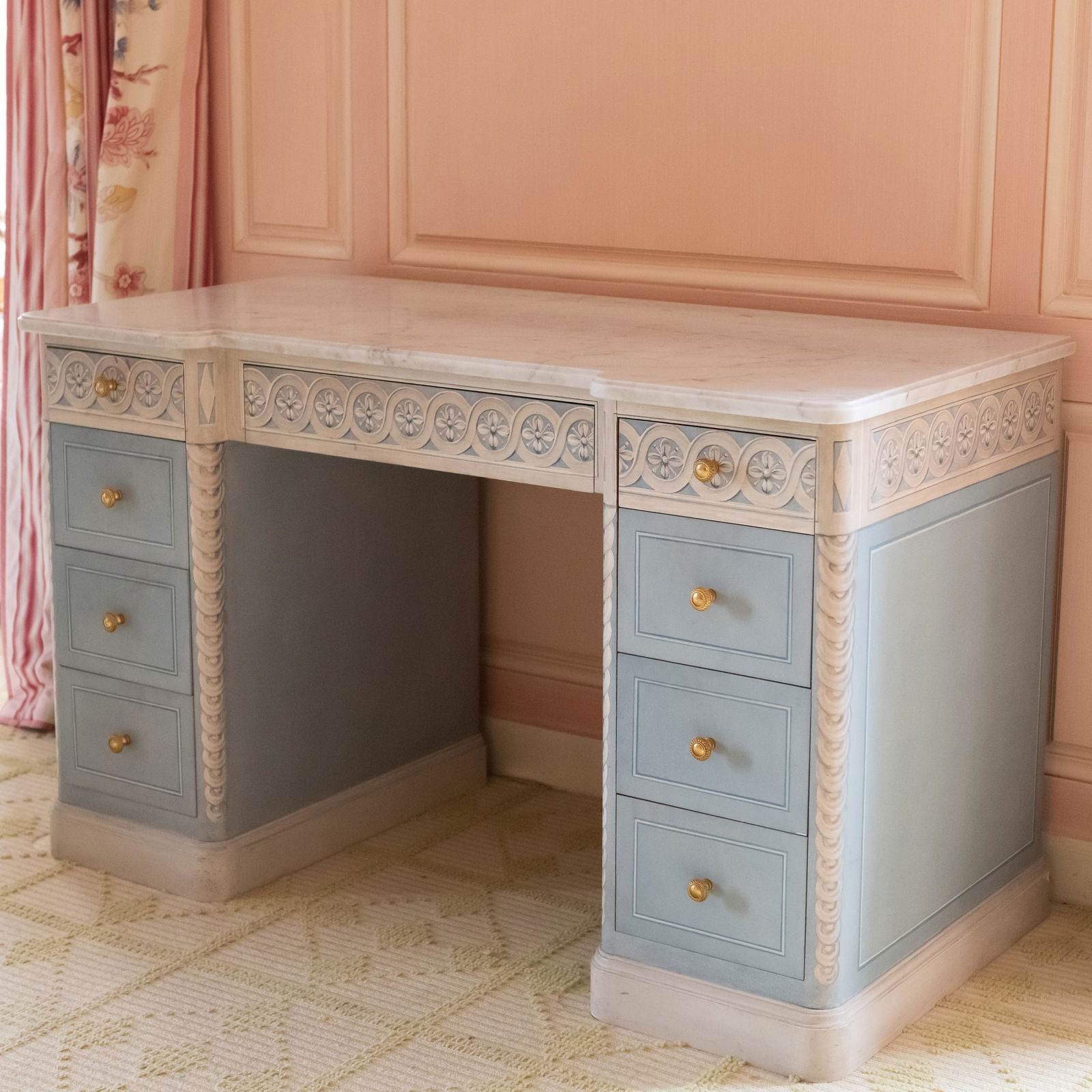 Modern Painted Dressing Table with a Marble Top (1 of 8)