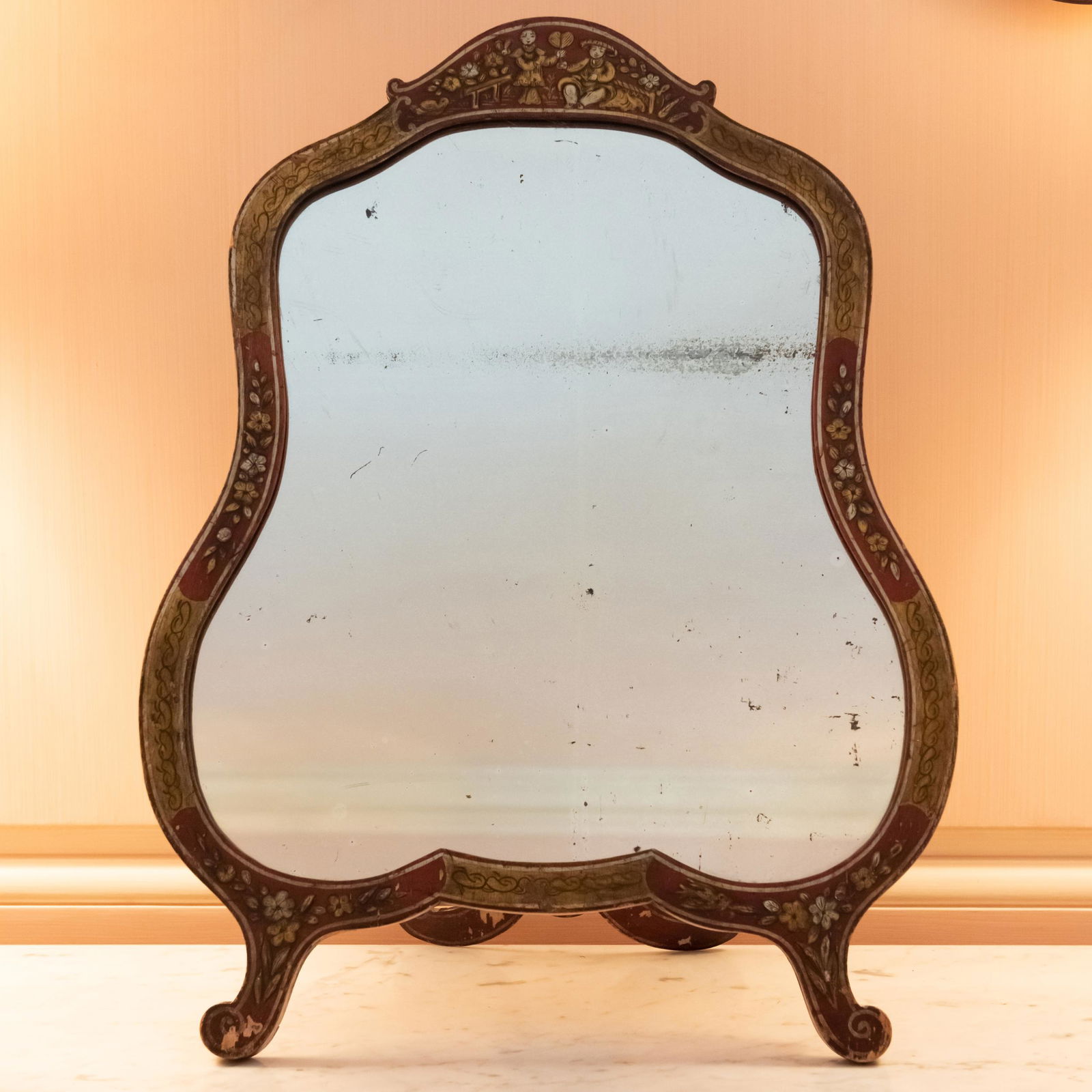 Red Lacquer and Parcel-Gilt Chinoiserie Decorated Dressing Mirror (1 of 6)