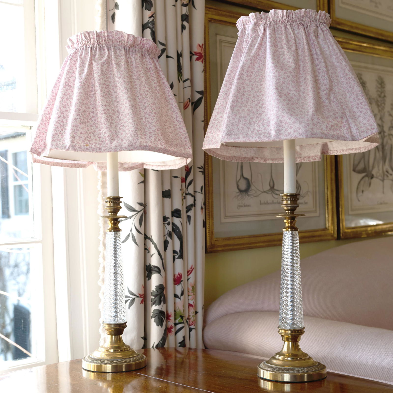 Pair of Gilt-Metal-Mounted Cut Glass Candlesticks Mounted as Lamps (1 of 8)