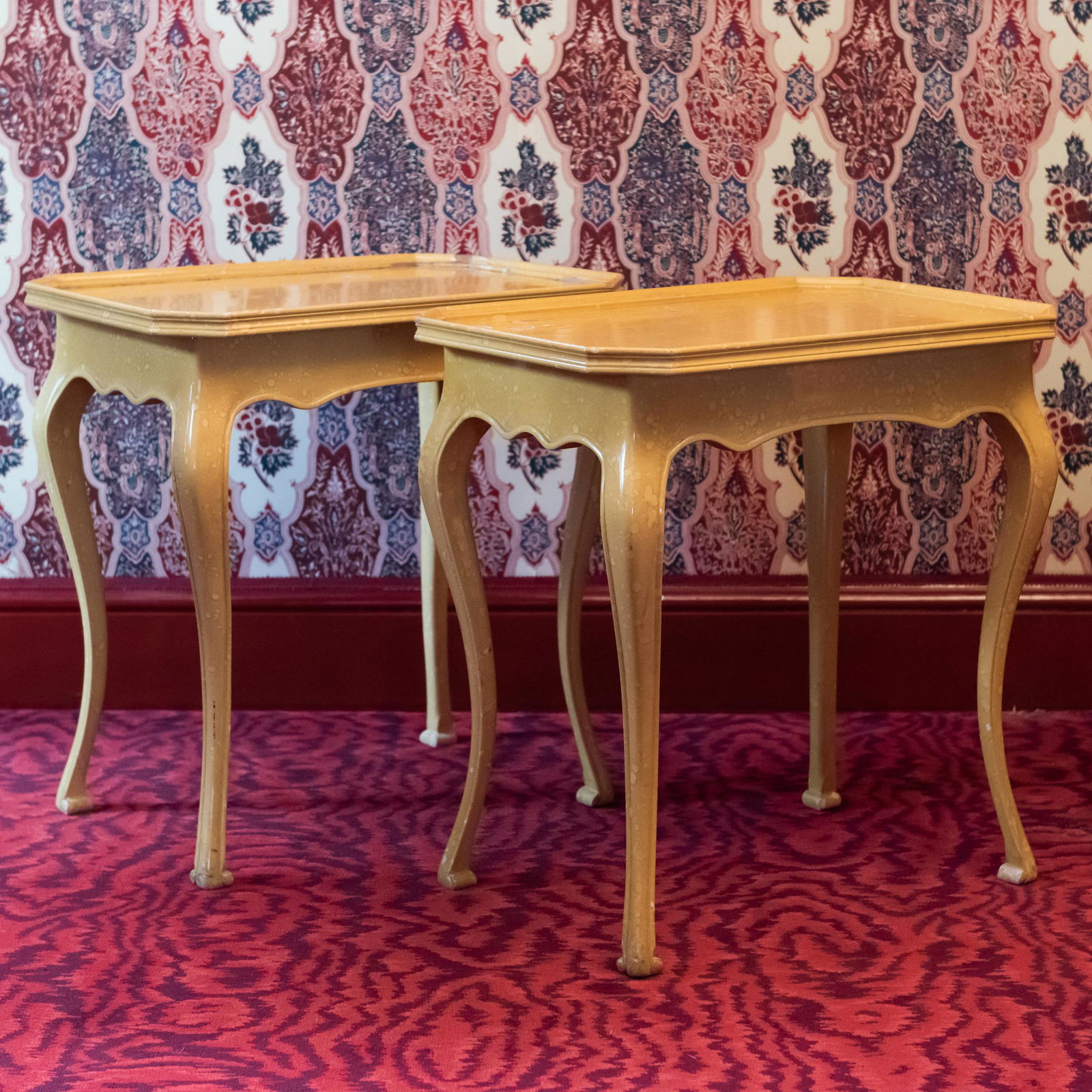 Pair of Louis XV Style Provincial Yellow Painted Side Tables, Modern (1 of 9)