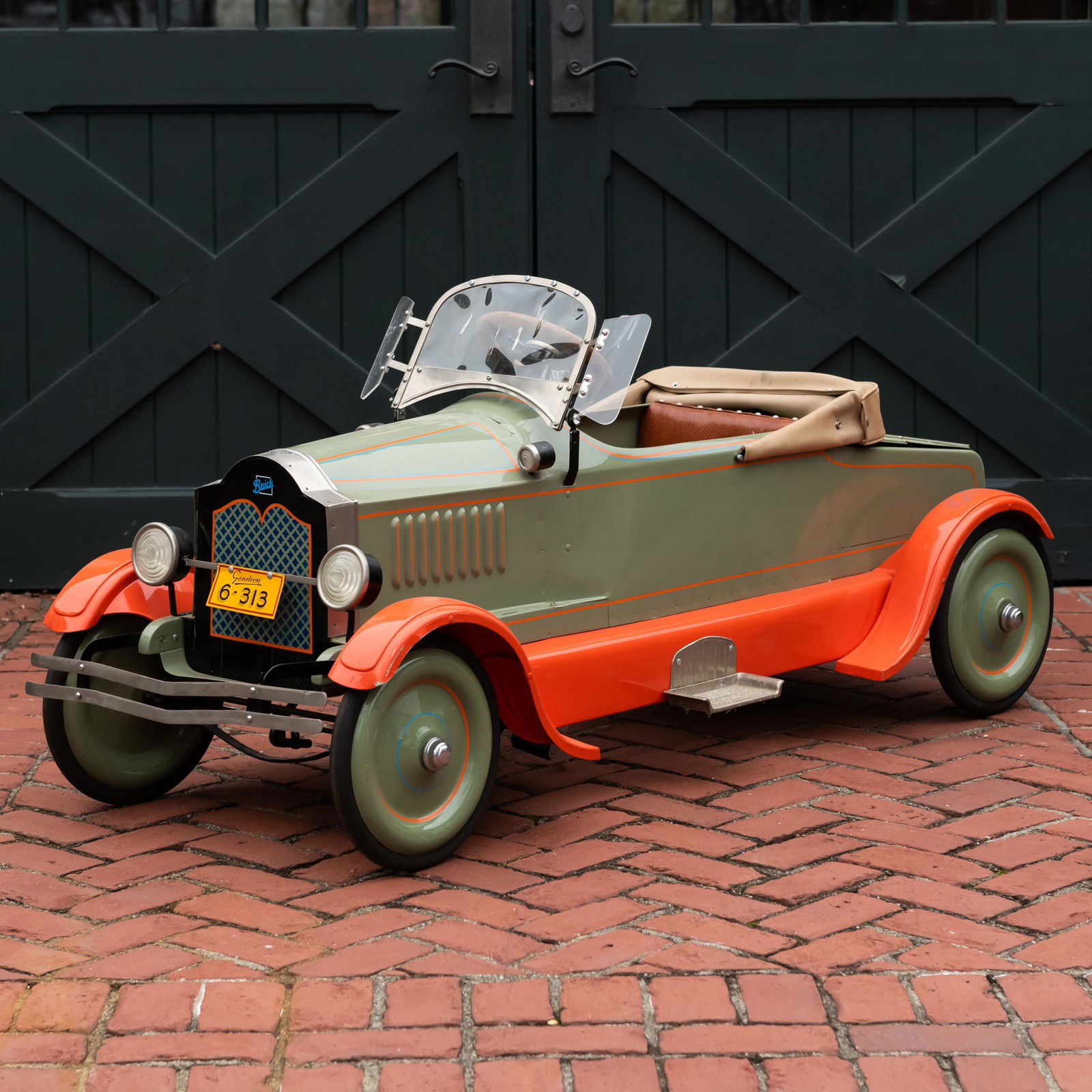 Gendron Green and Orange Painted Metal Pedal Car (1 of 15)
