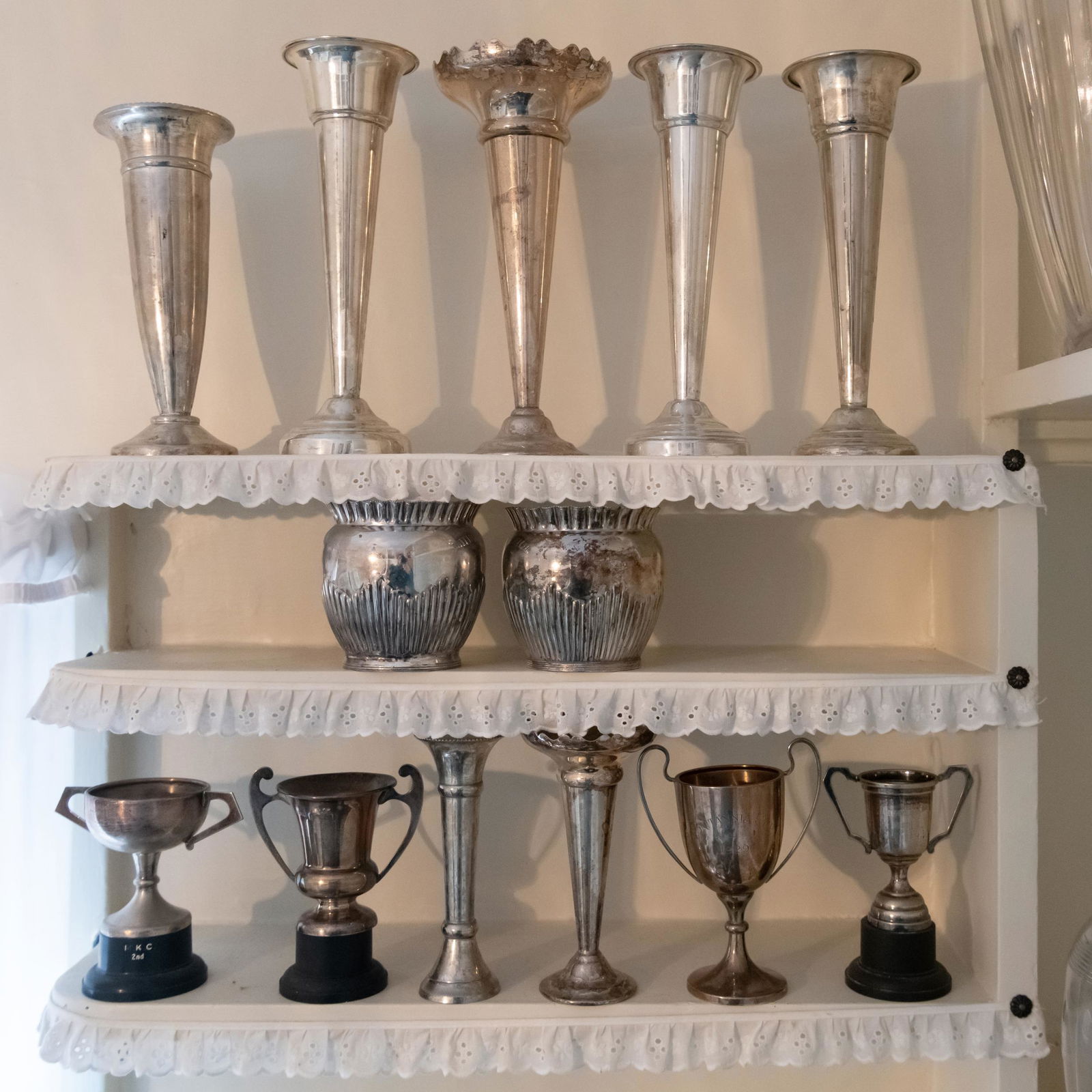 Group of Silver and Silver Plate Bud Vases and Miniature Trophies (1 of 20)