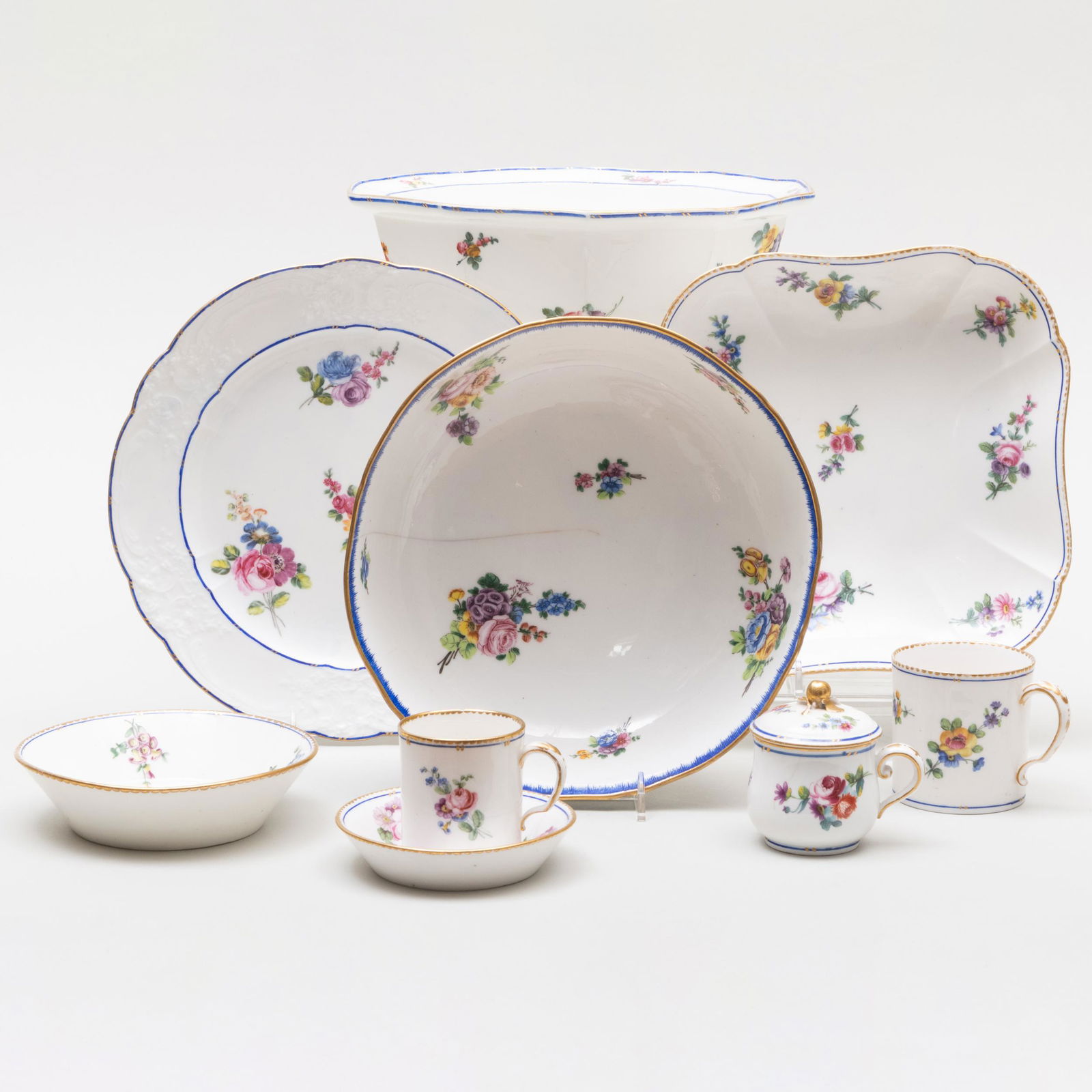Assembled Sevres Cobalt and Flower Decorated Porcelain Part Service (1 of 20)