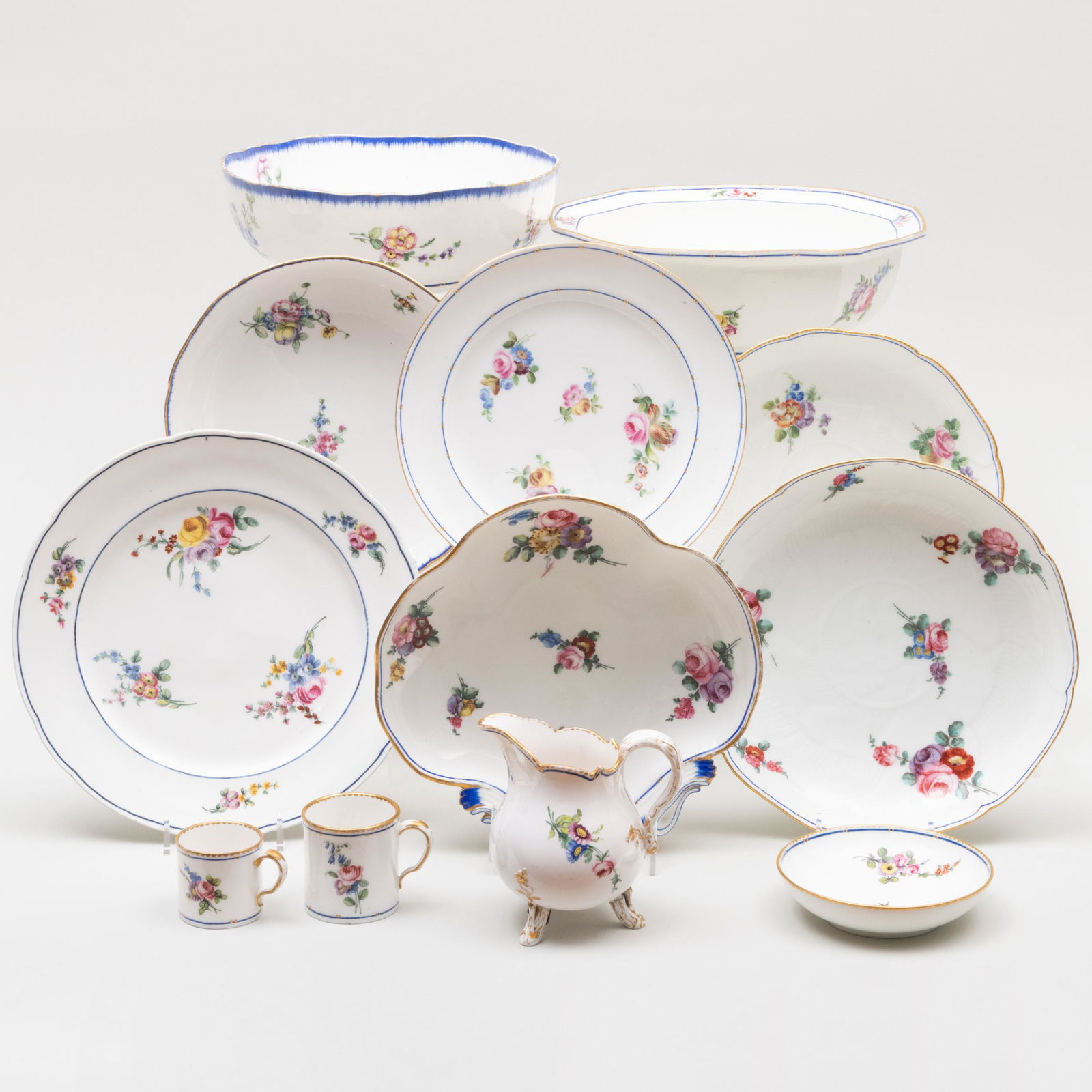 Assembled Sevres Cobalt and Flower Decorated Porcelain Part Service (1 of 20)