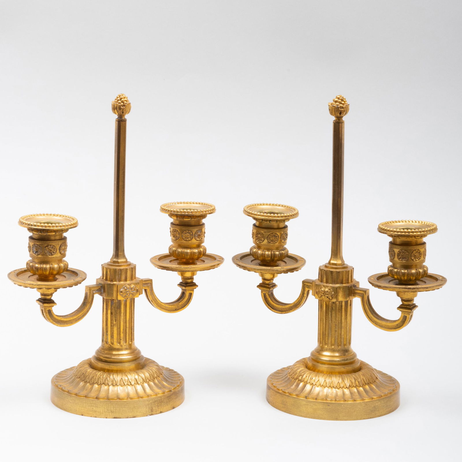 Pair of Louis XVI Style Gilt-Bronze Twin-Light Candlesticks (1 of 7)