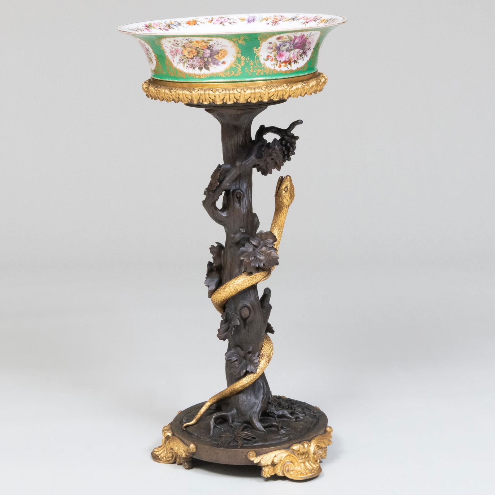 Louis Phillippe Ormolu and Patinated Bronze-Mounted Jacob Petit Porcelain Jardinere on Stand (1 of 18)