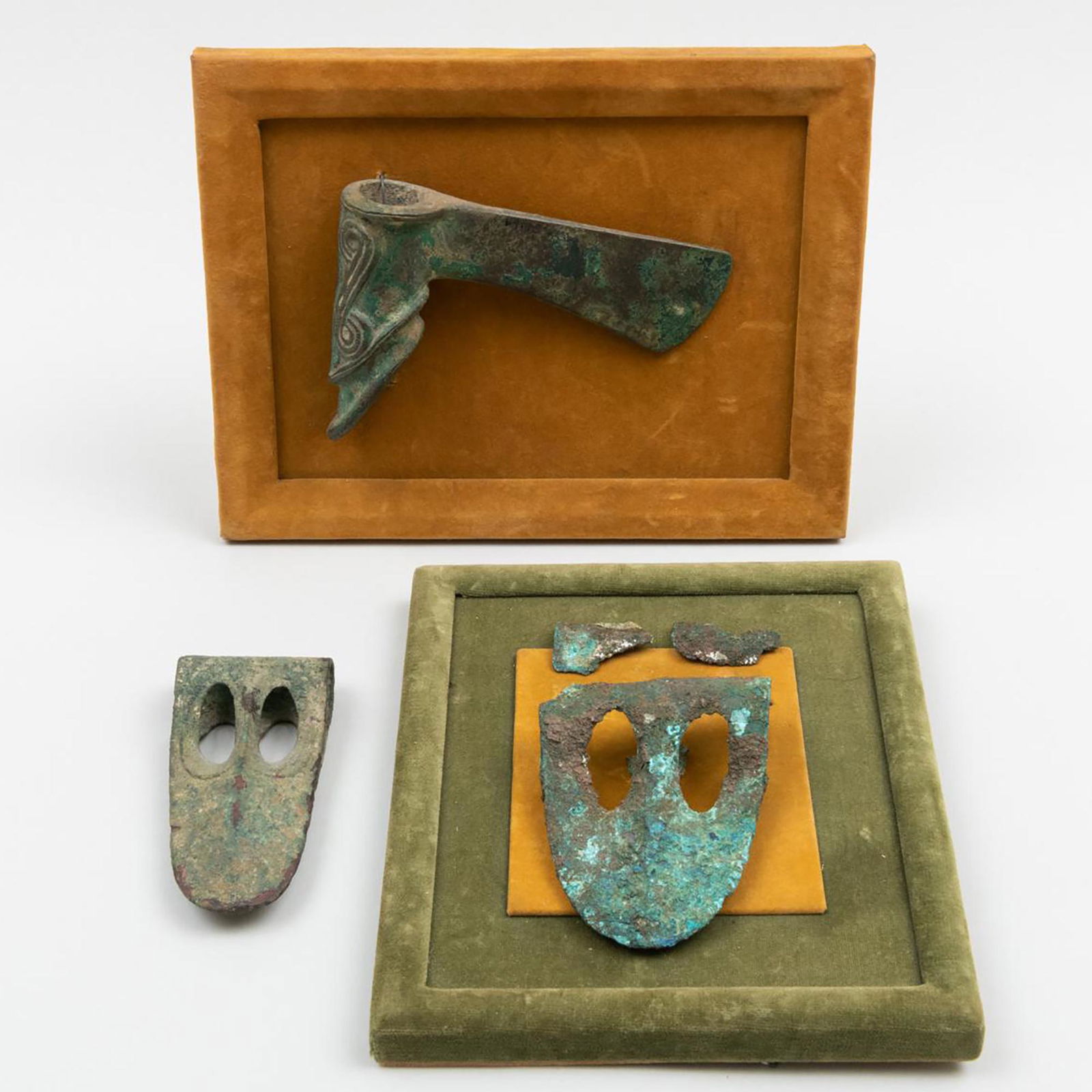Two Framed Luristan Bronze Axe Heads and another Luristan Bronze Axe Head (1 of 17)