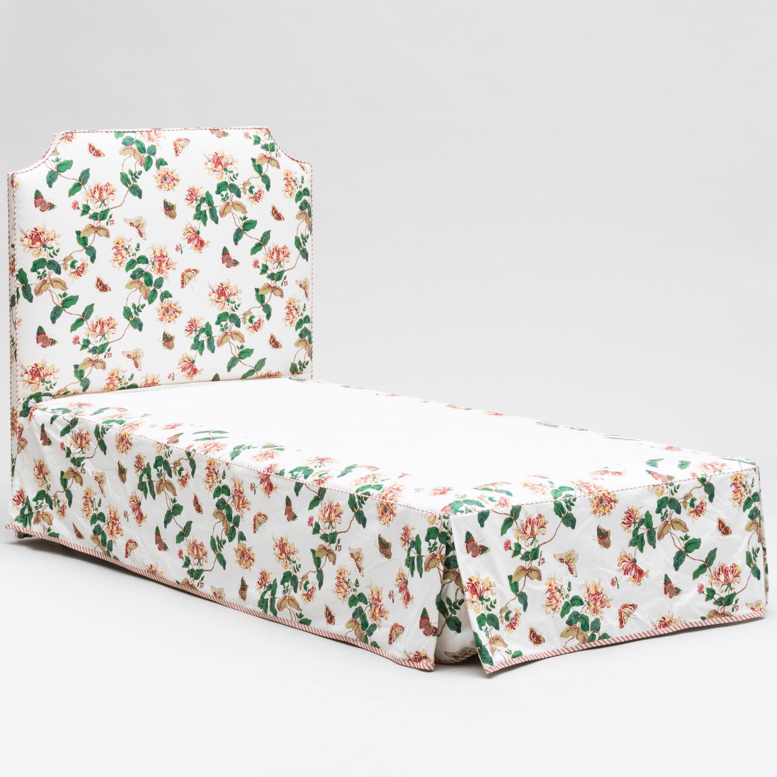 Pair of Floral and Butterfly Chintz Upholstered Twin Beds, Designed by Vivien Greenock, 2006 (1 of 20)