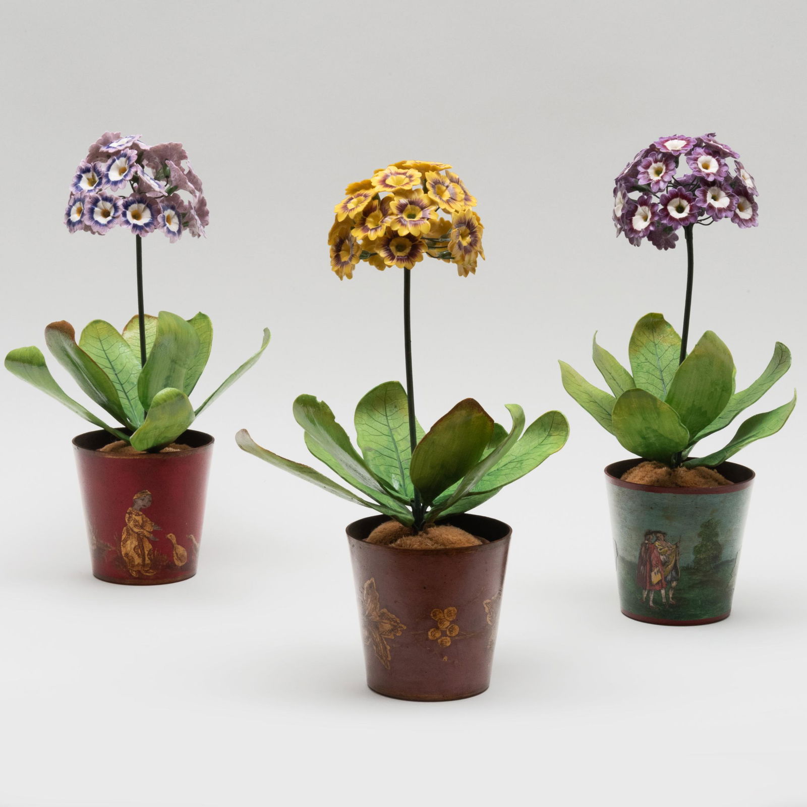 Group of Three Porcelain and Tole Models of Auricula (1 of 17)