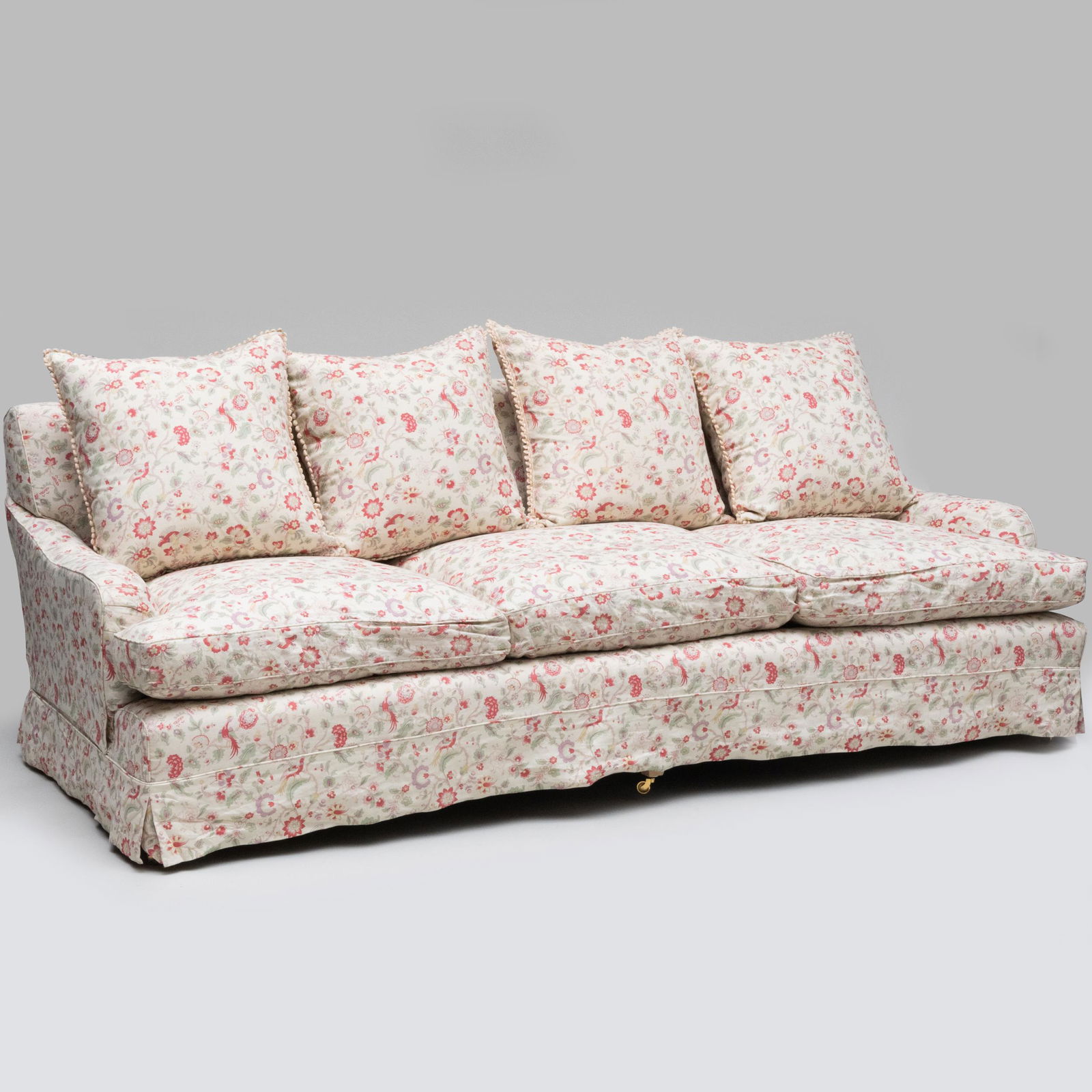 Floral Linen Upholstered Three Seat Sofa (1 of 10)