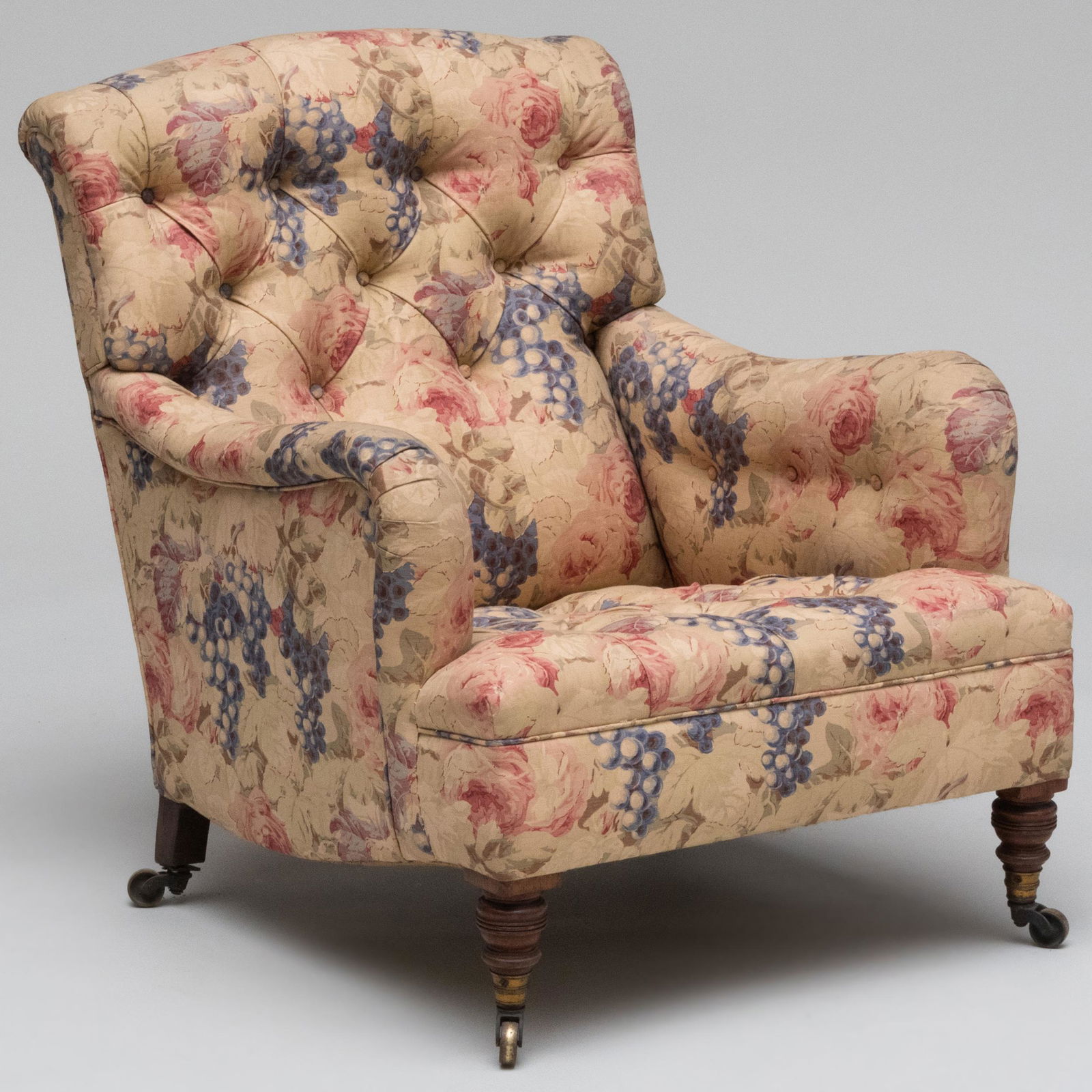 Howard and Co. Tufted Floral Upholstered and Mahogany Armchair (1 of 10)