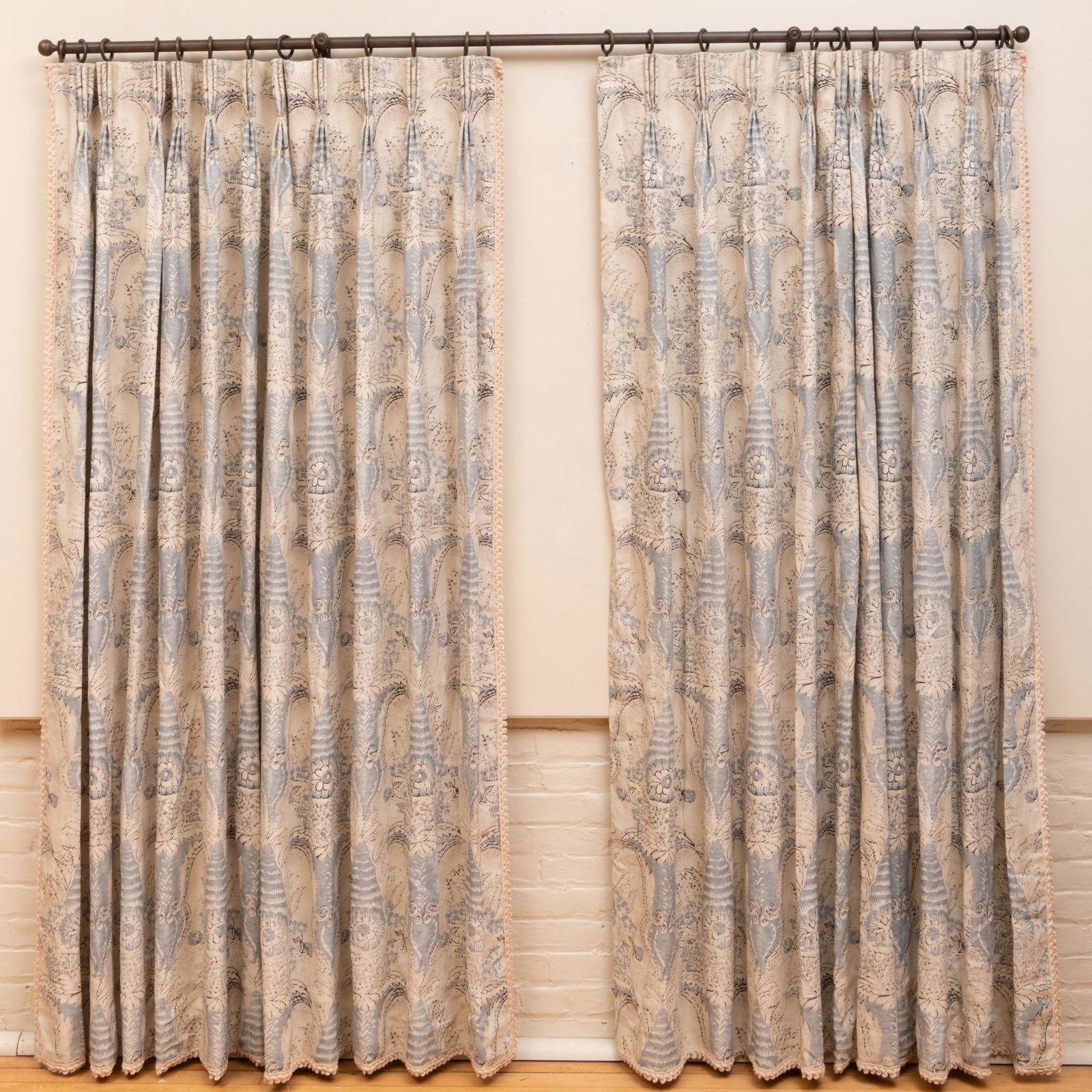 Group of Blue Linen Paisley Curtains (1 of 5)