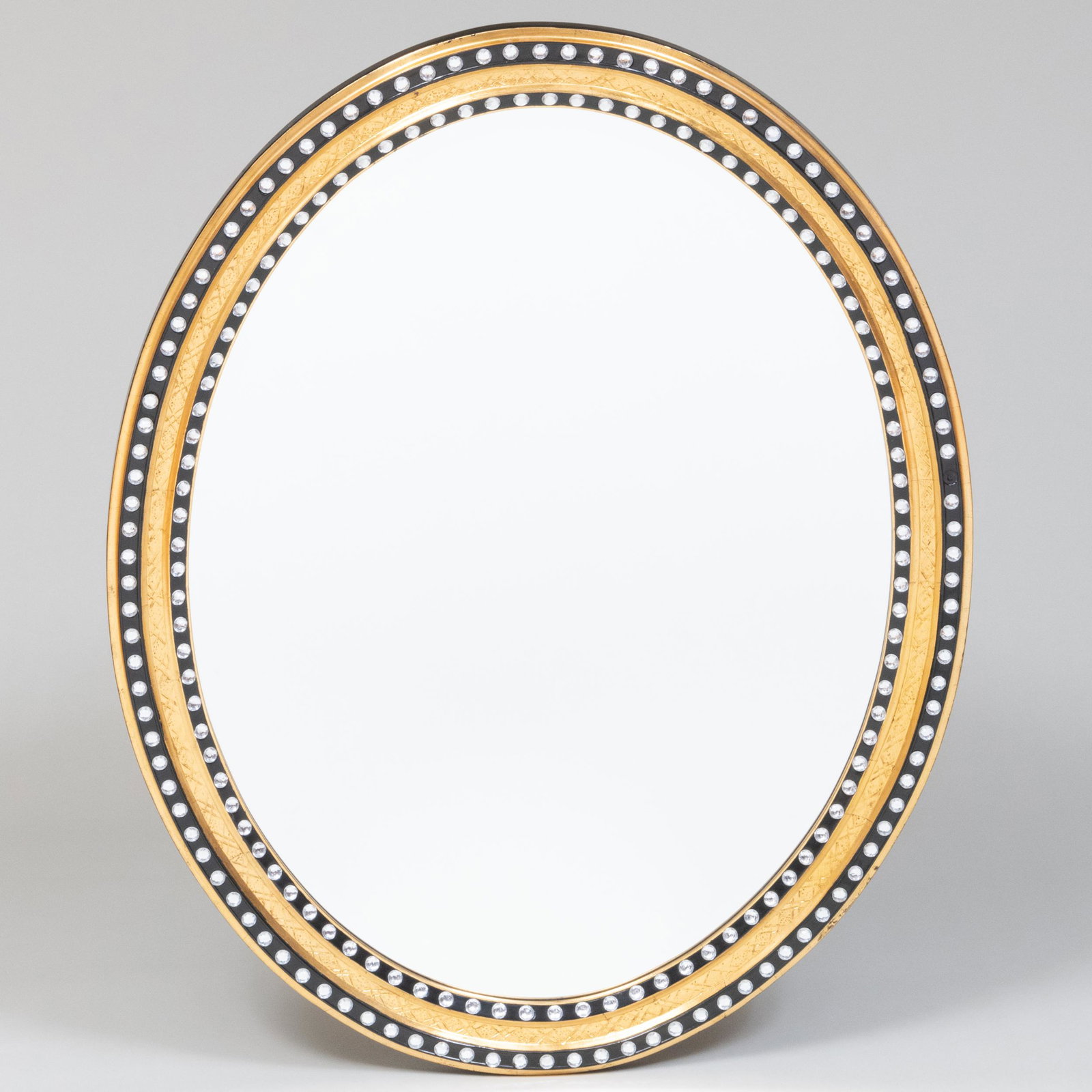 Contemporary Irish Ebonized and Parcel-Gilt Oval Mirror, in the George III Style (1 of 5)