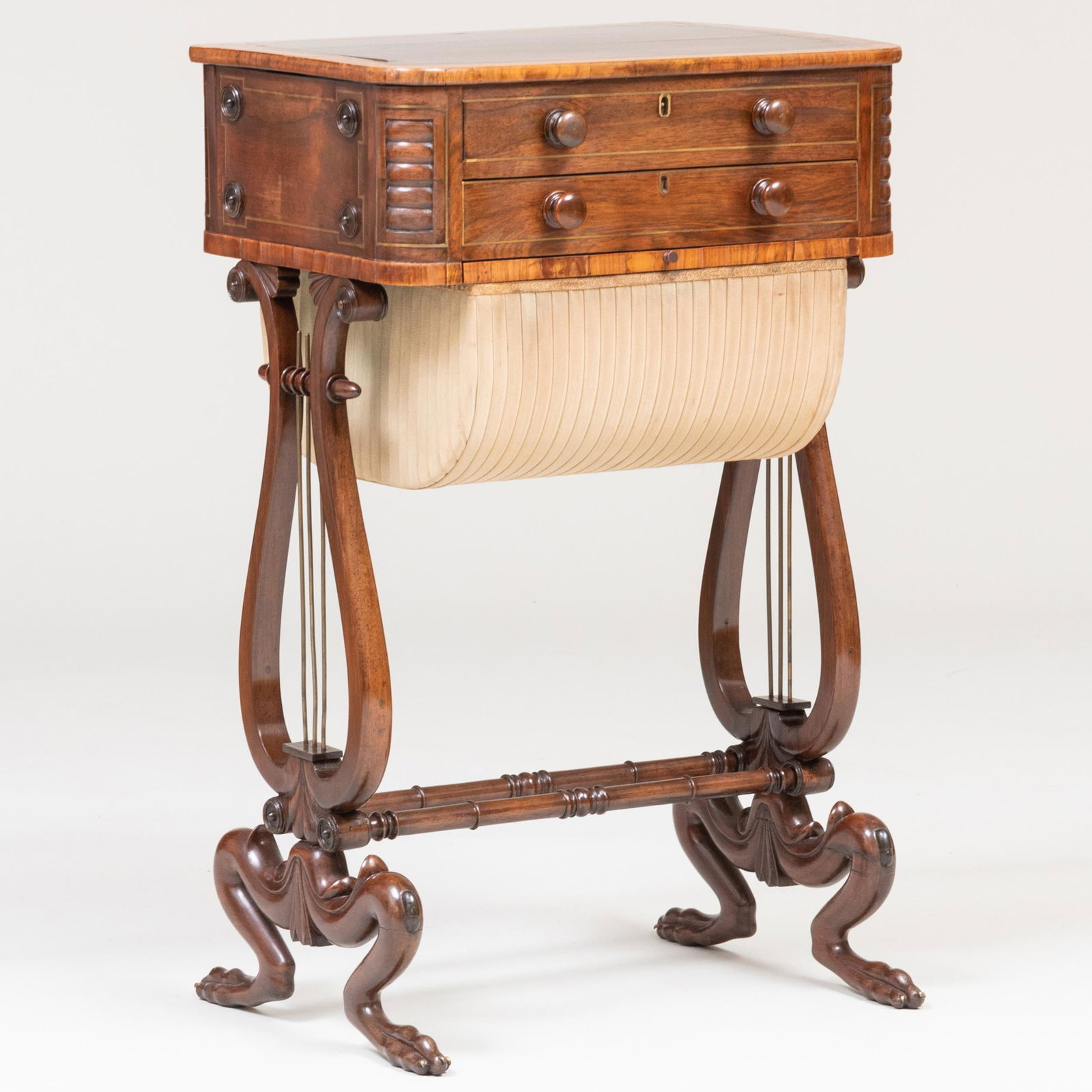 Regency Brass Inlaid Rosewood Sewing Table (1 of 9)
