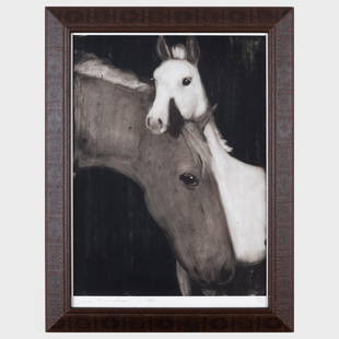 Joe Andoe (b. 1955): Two Horses: Joe Andoe (b. 1955): Two Horses Screenprint in black on wove paper, 2000, signed and dated in pencil, numbered 15/30. 31 1/2 x 22 in. (sight), 38 x 28 1/2 in. (frame).