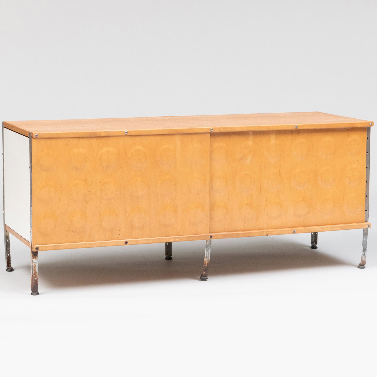 Mid-Century Laminate and Wood Side Board: Mid-Century Laminate and Wood Side Board 20 1/2 x 47 1/4 x 16 1/2 in.