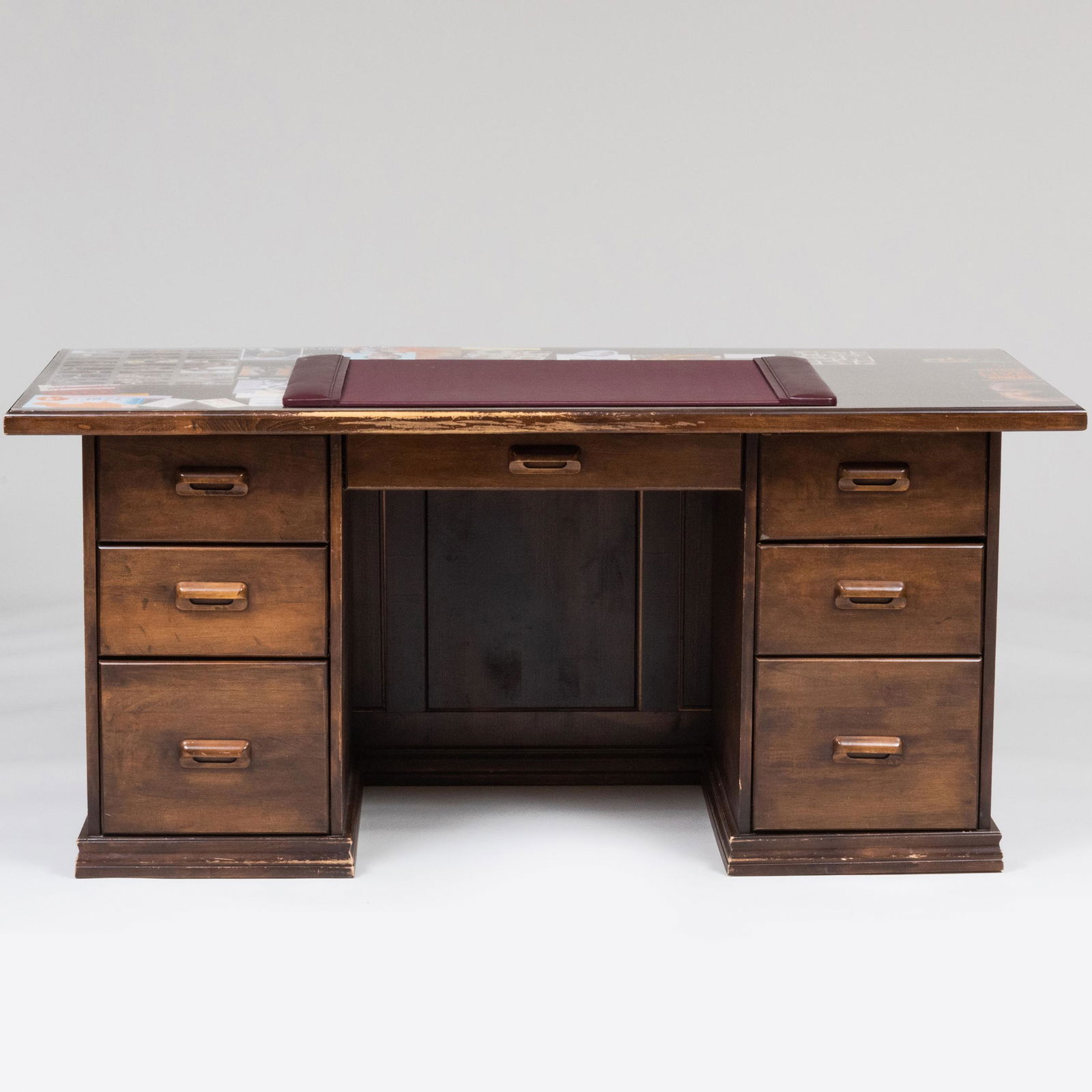Contemporary Stained Wood Pedestal Desk (1 of 14)