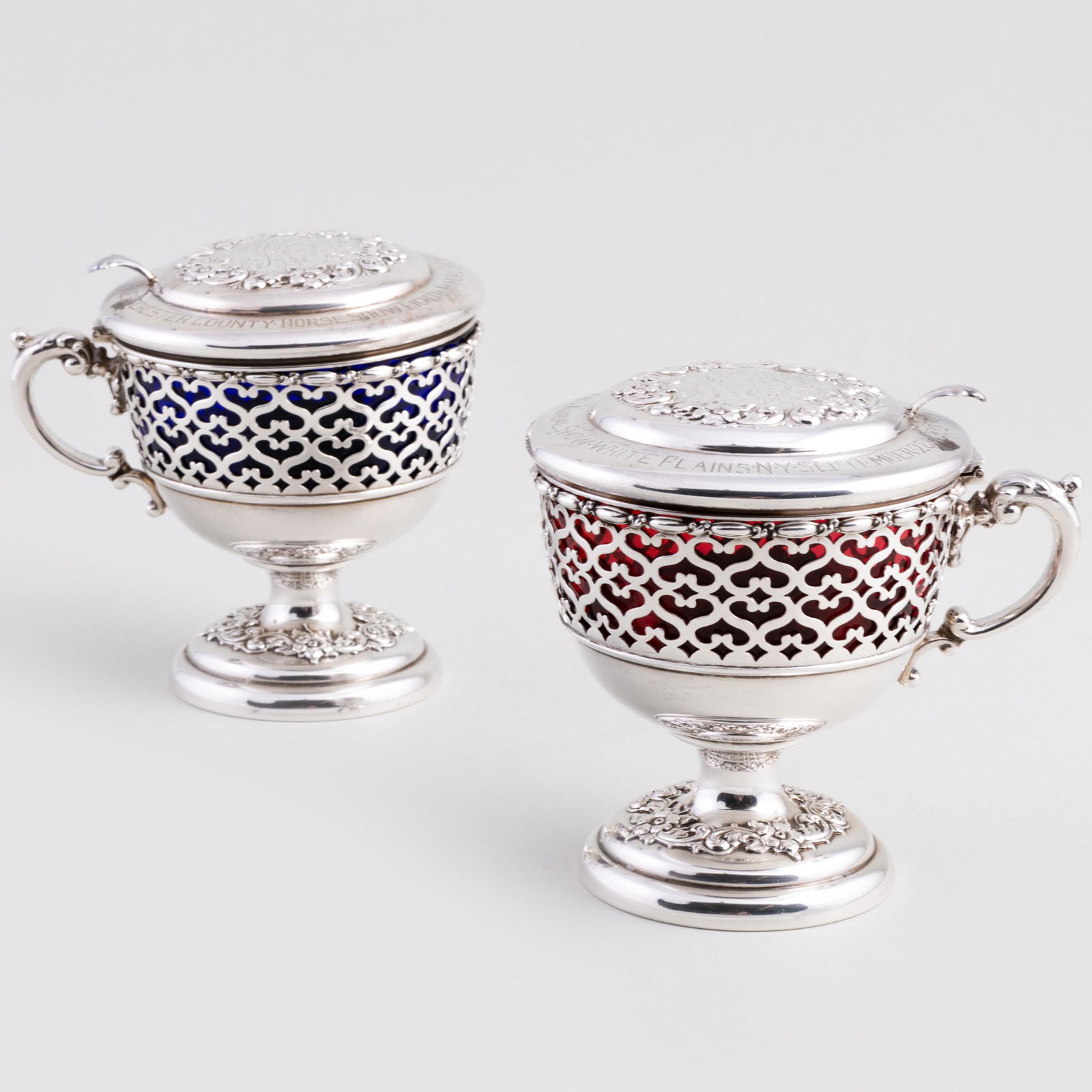 Two Westchester County Silver Mounted Glass Horse Show Trophy Cups, September 1900 (1 of 11)